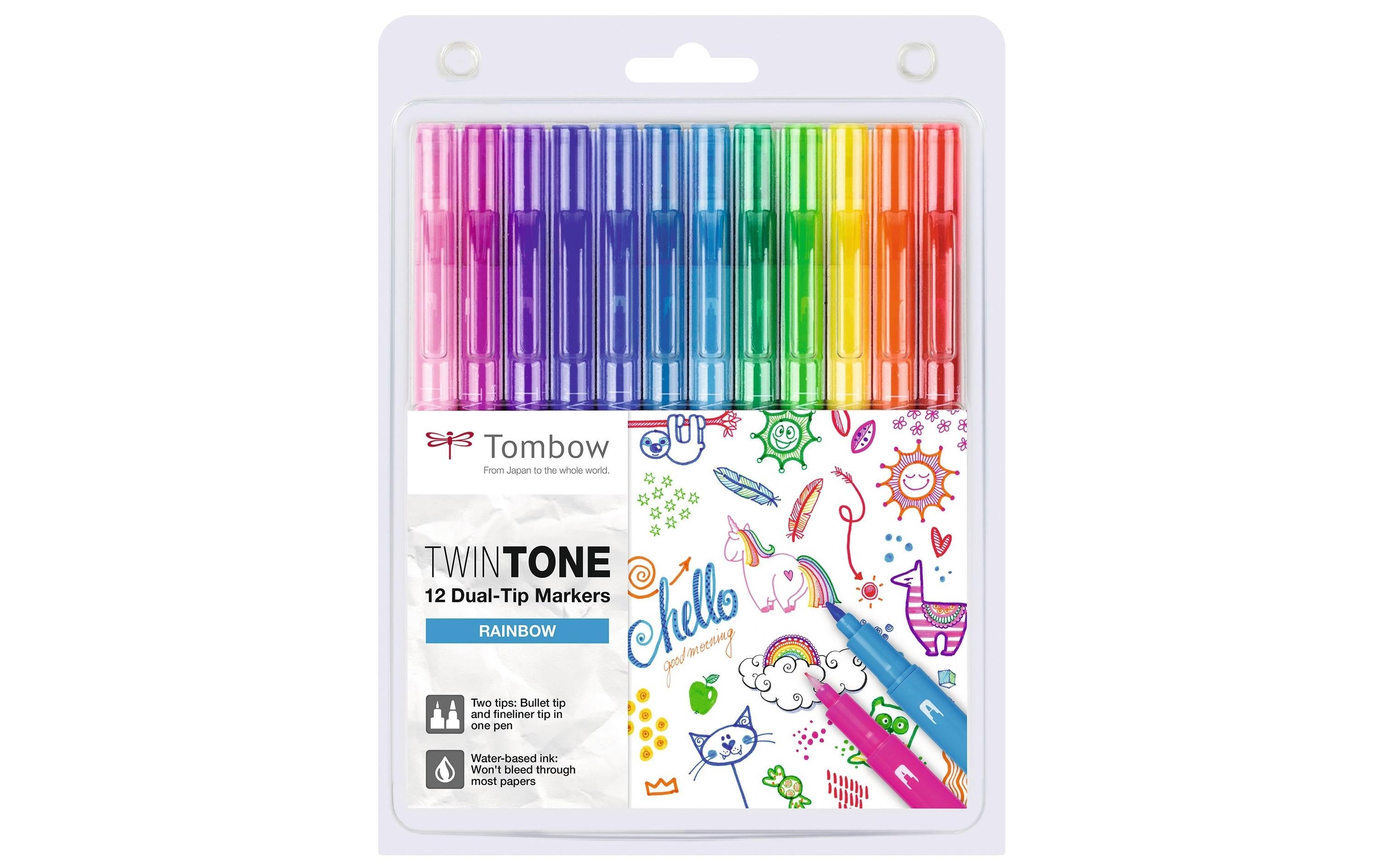 Tombow TwinTone Fasermaler Regenbogen 12er-Set mit 2 Spitzen