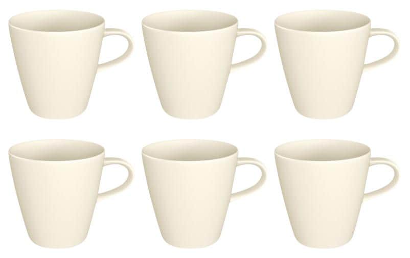 Villeroy & Boch Manufac. Becher 6erSet,blanc,Porzellan, 0.37l mit Henkel