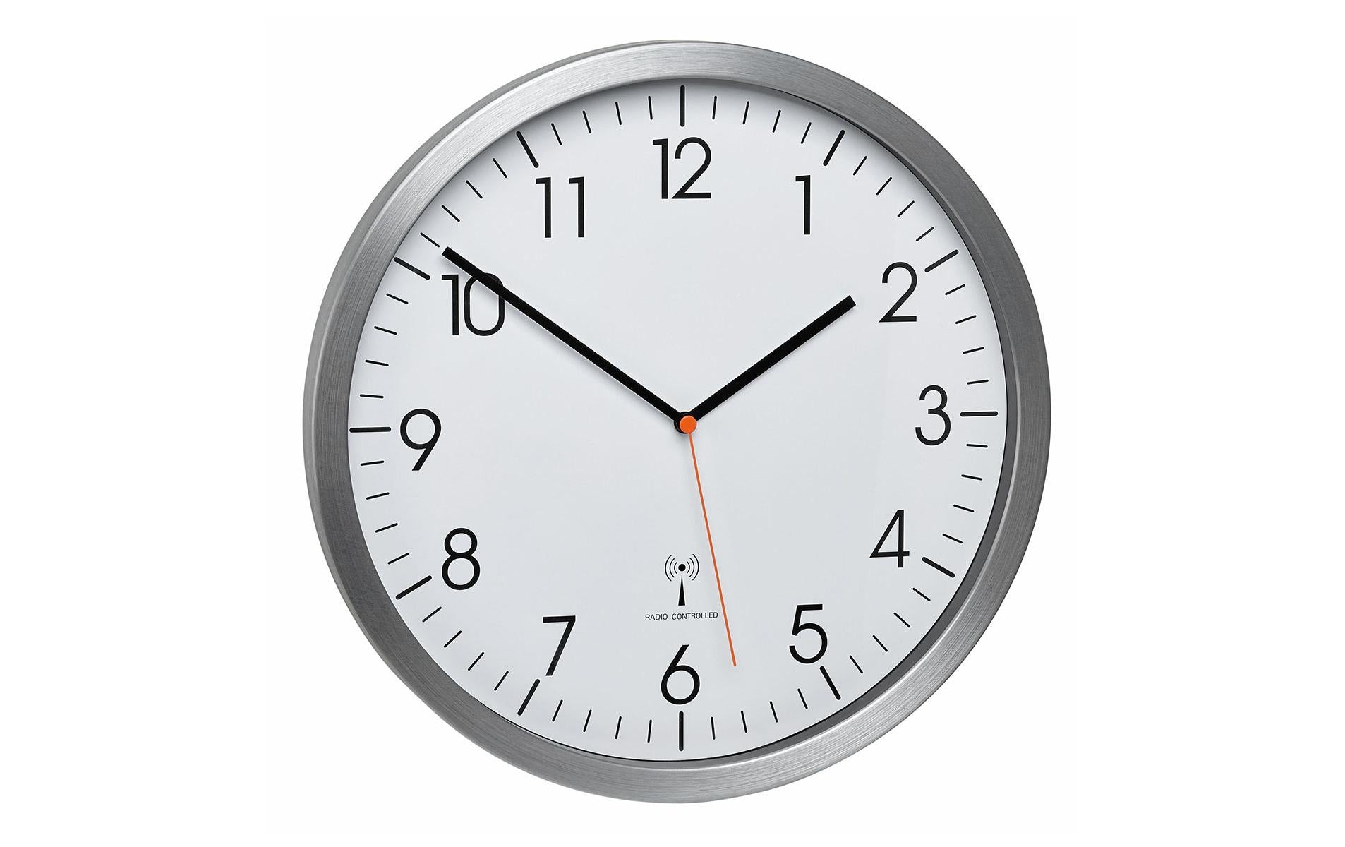 Funk-Wanduhr Alu weiss ohne Batterie