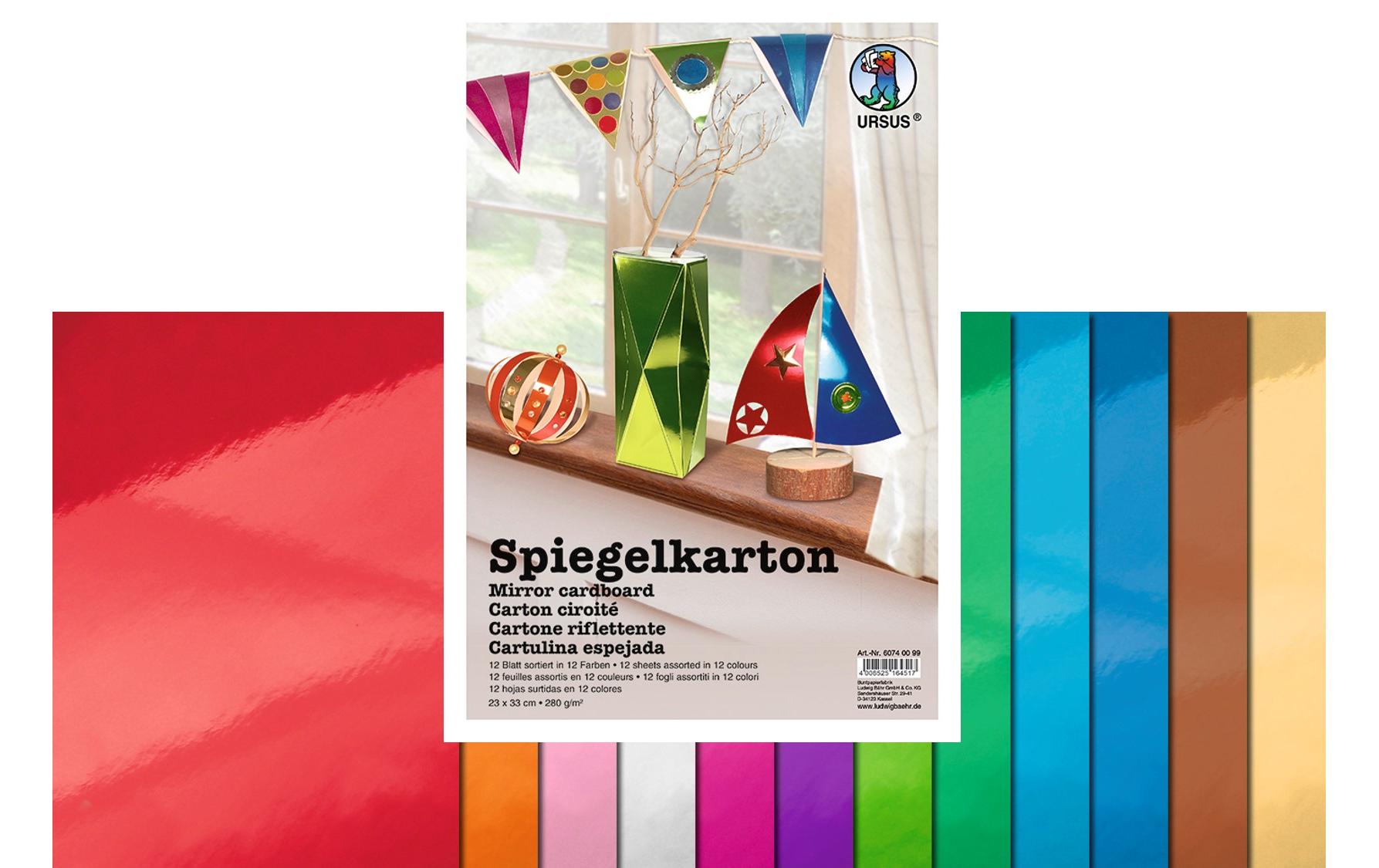 URSUS Metallicpapier 280 g/m2 12 Blatt/Farben, 23 x 33 cm