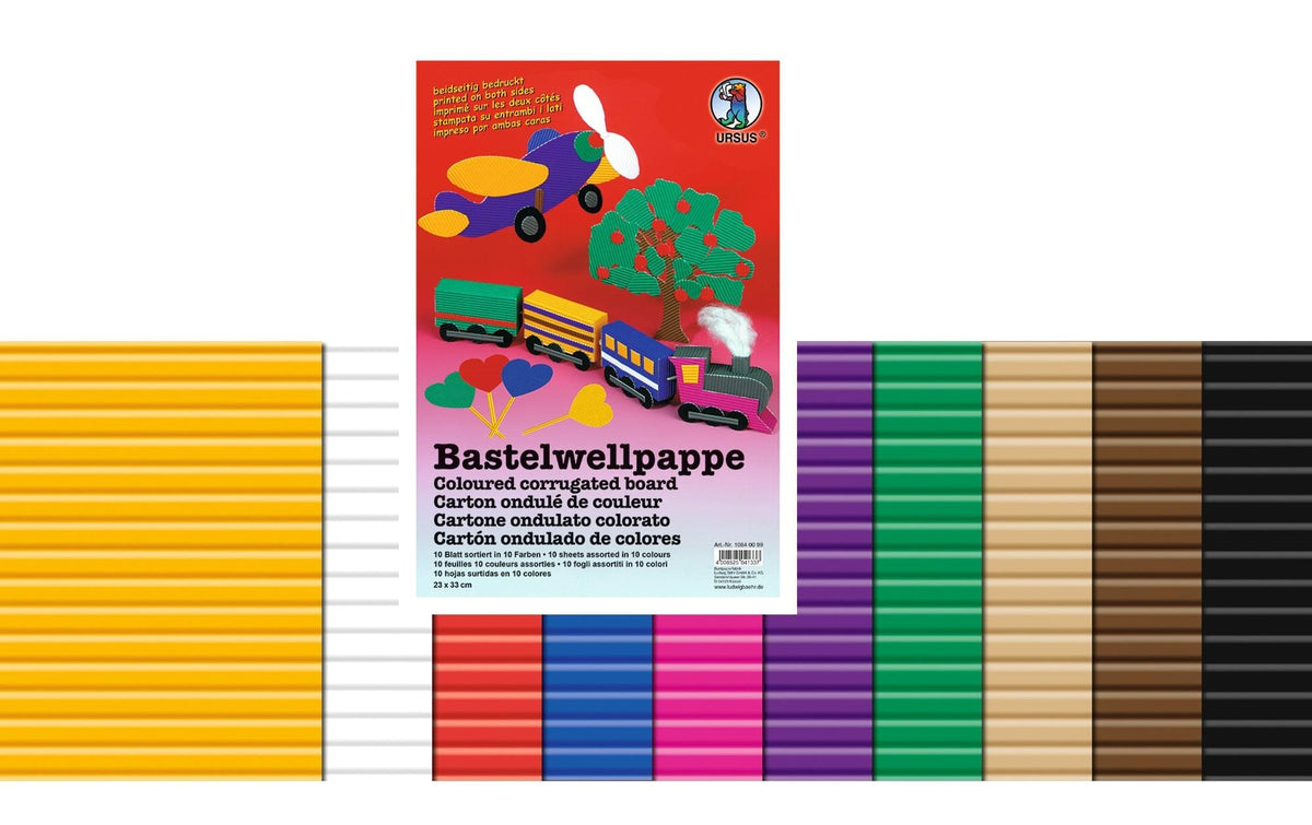 URSUS Wellpappe 260 g/m2 10 Bogen, 23 x 33 cm, farbig sortiert