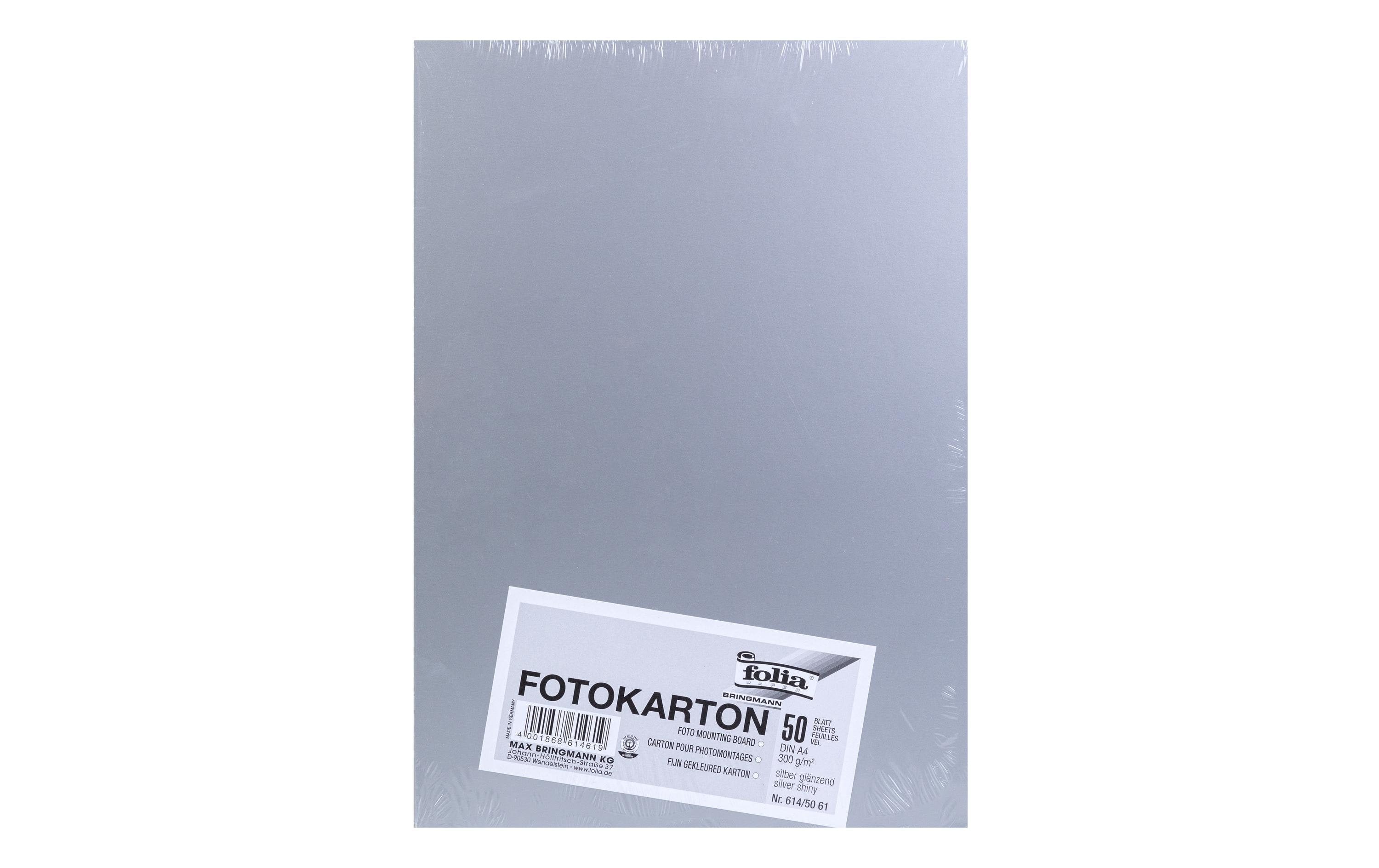 Folia Fotokarton A4 300g/m2, 50 Blatt Farbe: Silber glänzend