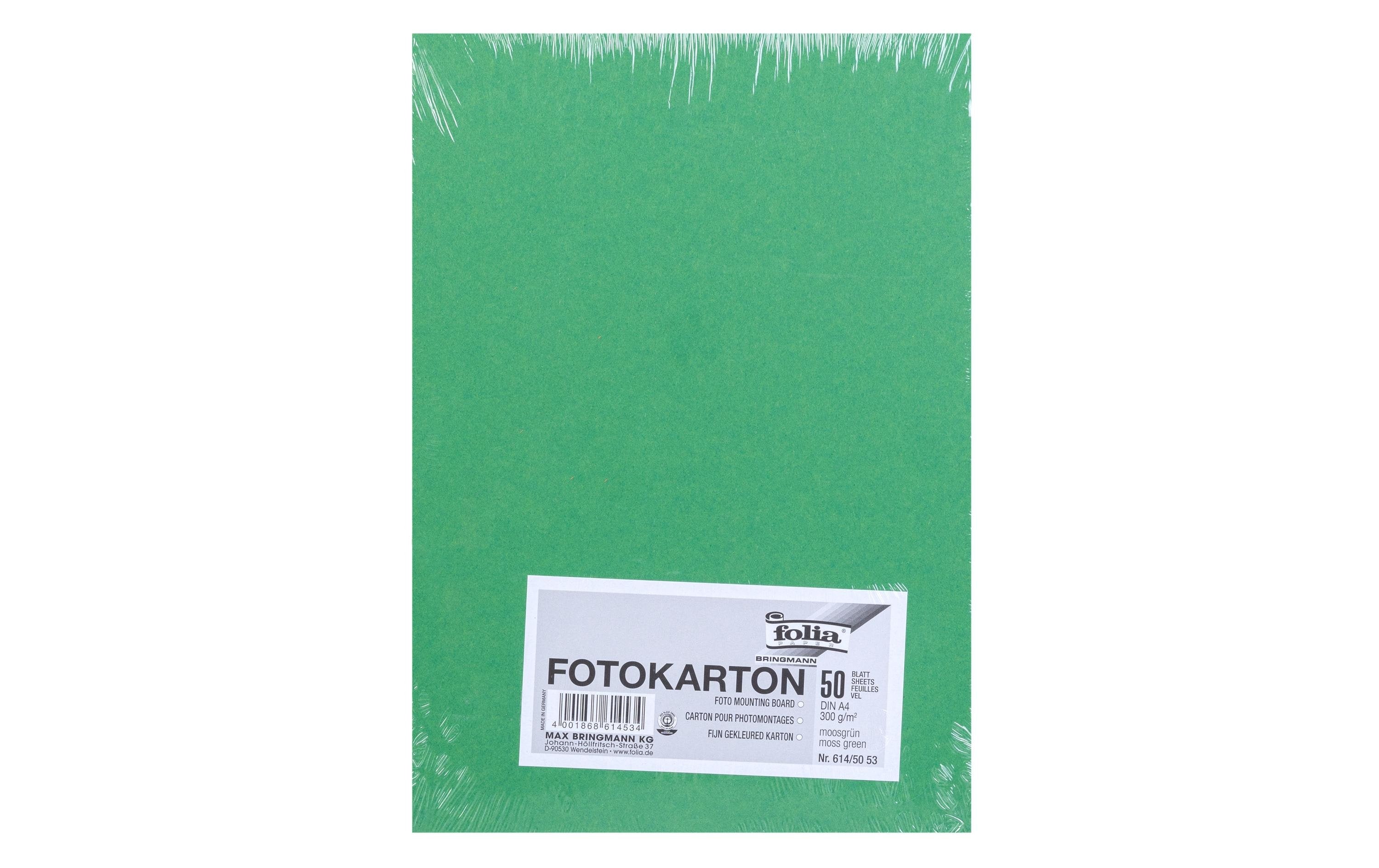 Folia Fotokarton A4 300g/m2, 50 Blatt Farbe: Moosgrün