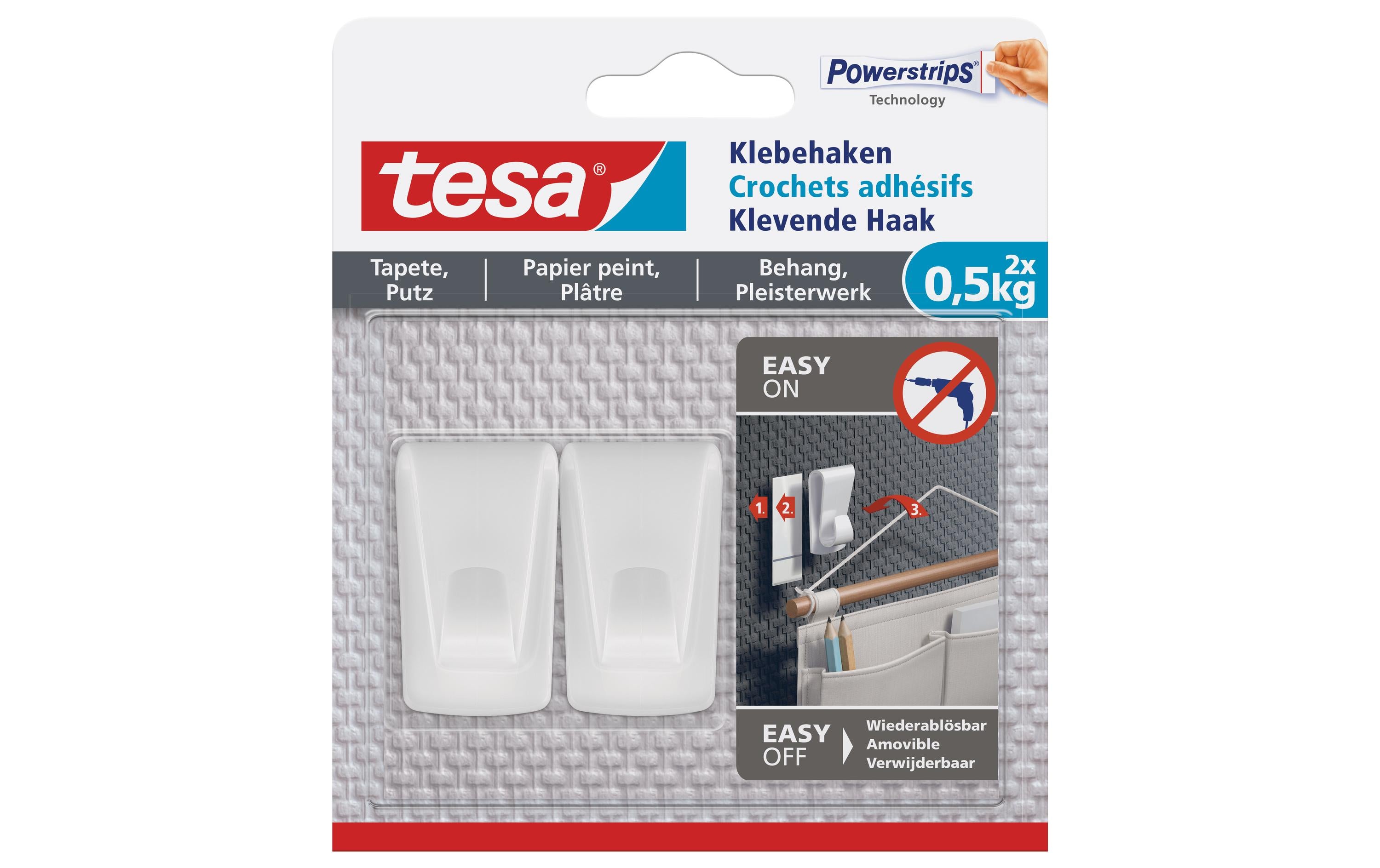Tesa Deco Haken 2 x 0.5KG für Tapete & Putz