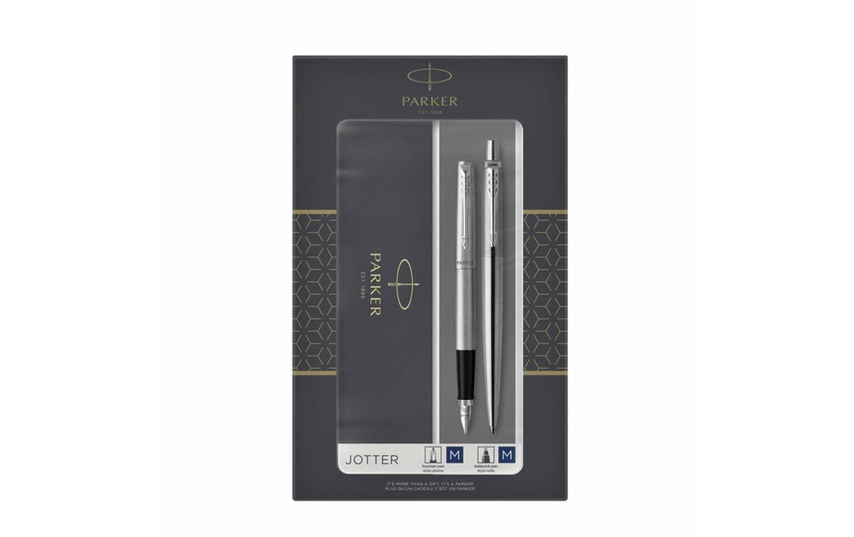 Parker DuoSet Parker Jotter Core C.C. SET Füllfederh & Kugelschr, M-blau, Edelstahl
