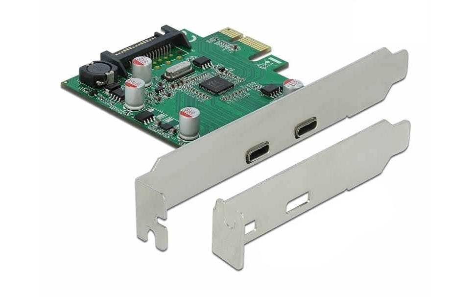 Delock 90493 PCI Express 2x USB-C 2 x SuperSpeed USB 3.2 Gen1, 1 x SATA Strom