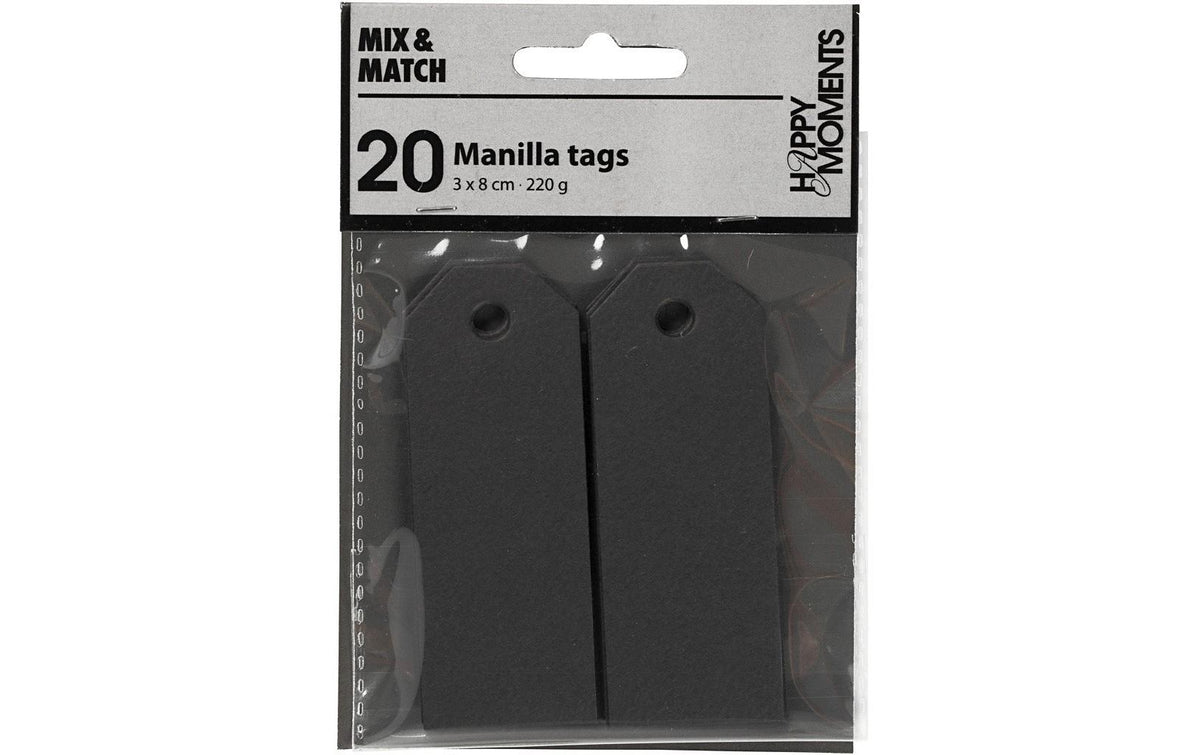 Creativ Company Geschenkanhänger 3 x 8 cm schwarz, 20 Stück