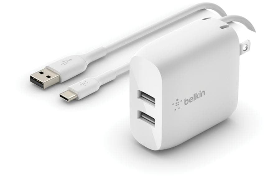 Belkin BoostCharge USB-A-Netzladegerät Dau 2x 12W USB-A/USB-C Kabel