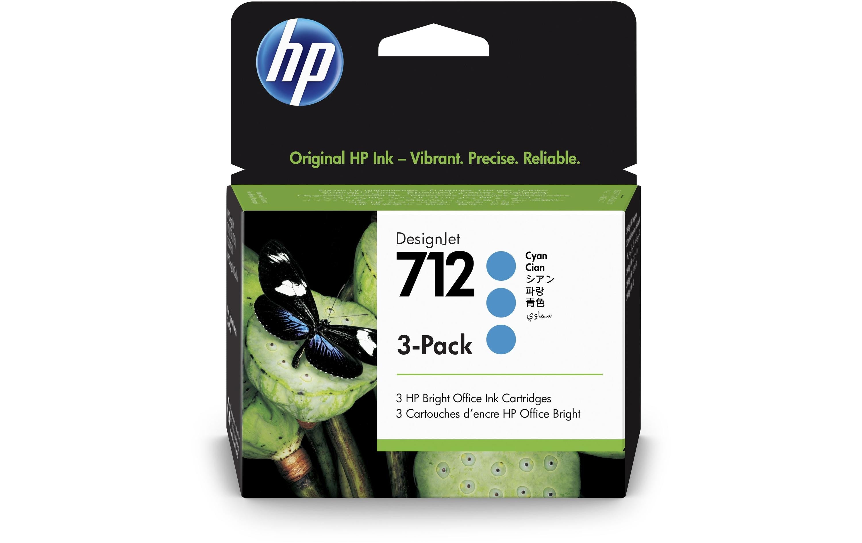 HP Tinte Nr. 712 3-Pack - Cyan (3ED77A) DesignJet T200, T600, 3x29ml