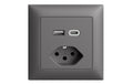 Feller EDIZIOdue Steckdose 1xUSB A,1xUSB C dunkelgrau, 3A, 1xT13, UP