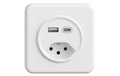 Feller STANDARdue Steckdose 1xUSB A,1xUSB C weiss, 3A, 1xT13, UP