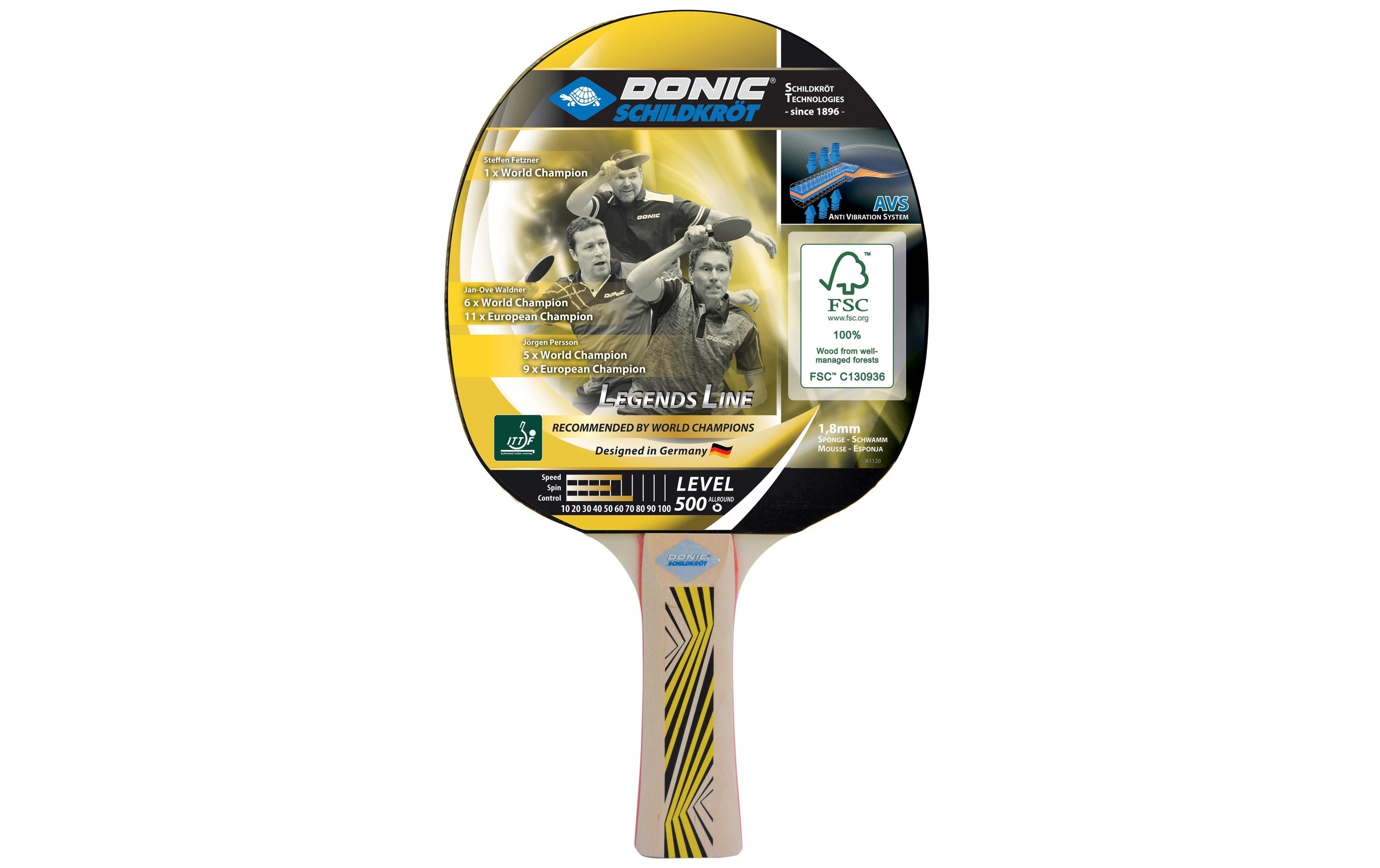 DONIC Schildkröt TT-Schläger Legends 500 Schwammstärke: 1.8 mm