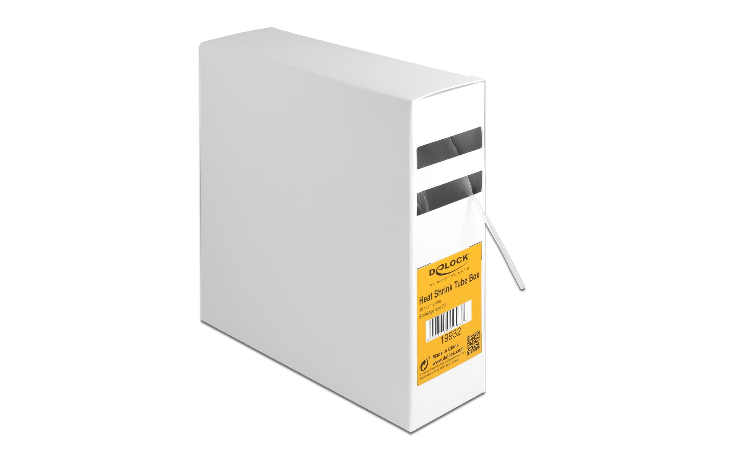 Delock Schrumpfschlauch, 15mx1.2mm Spenderbox, transparent