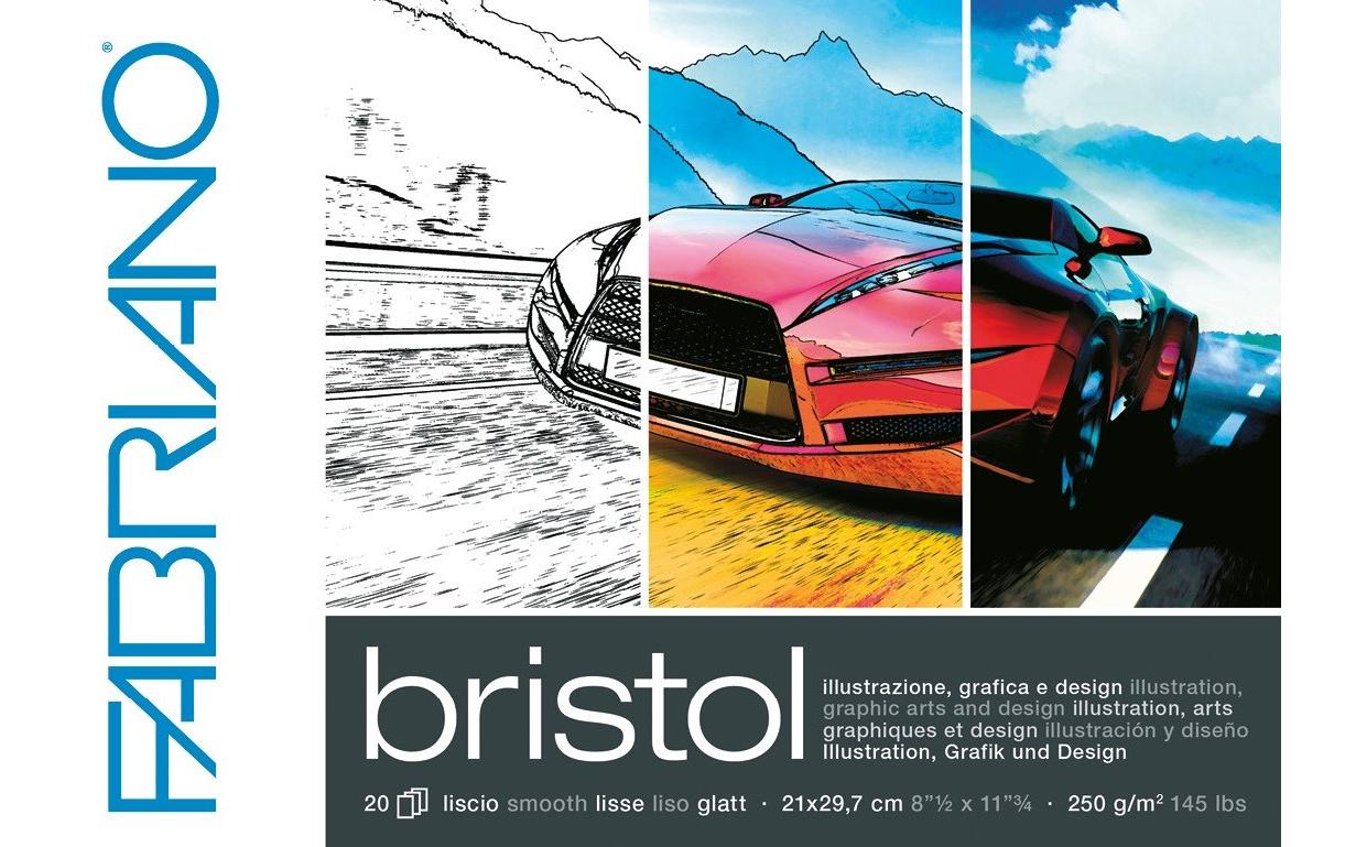 Fabriano Künstlerpapier Bristol A4 250g/m2, 20 Bl, Glatte Oberfläche