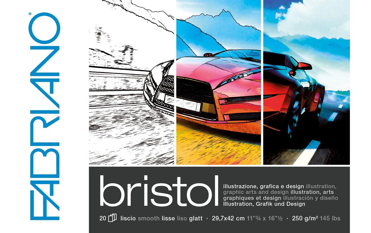 Fabriano Künstlerpapier Bristol A3 250g/m2, 20 Bl, Glatte Oberfläche