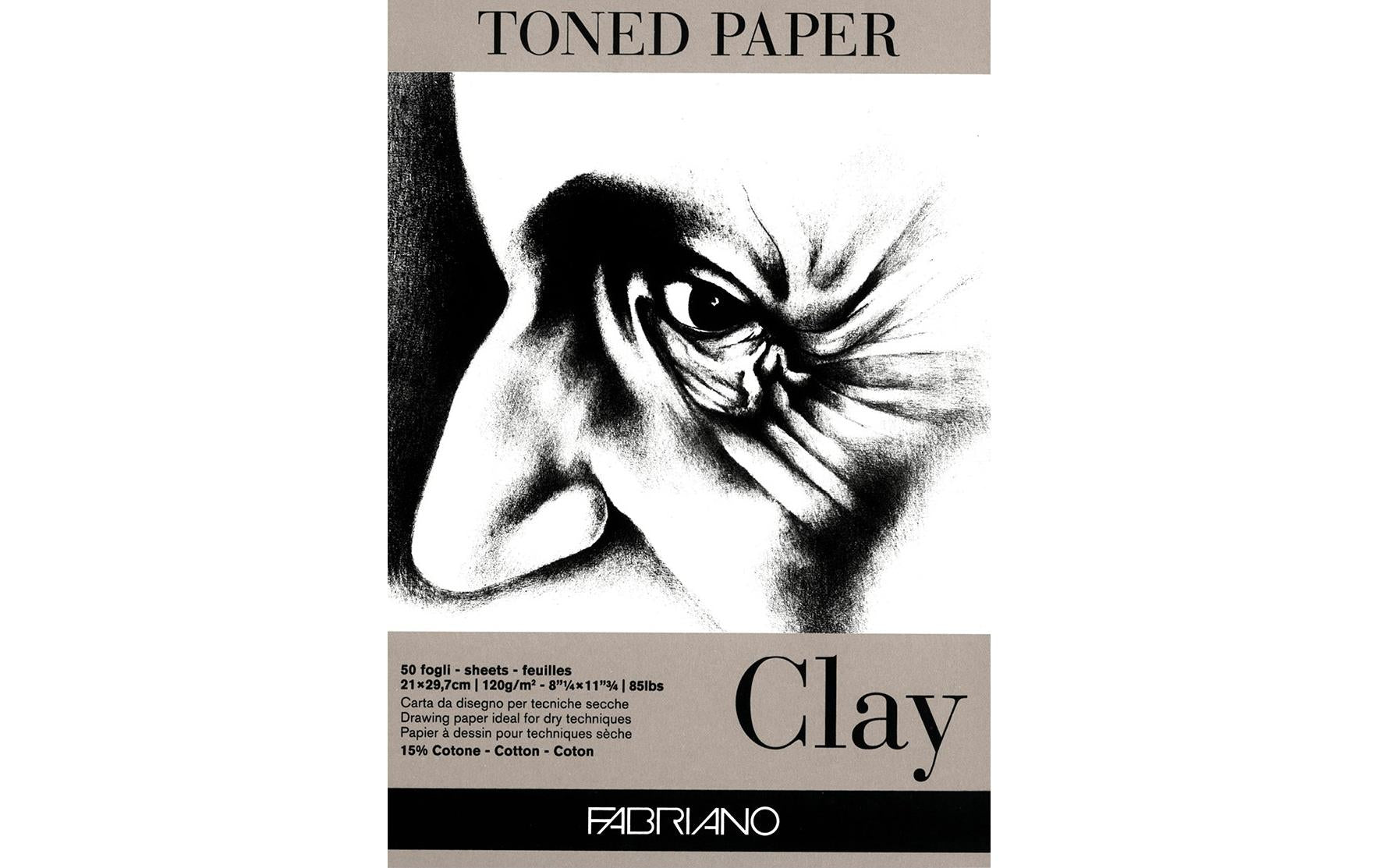Fabriano Künstlerpapier Toned Clay A4 120g/m2, 50 Bl, Farbe: Grau