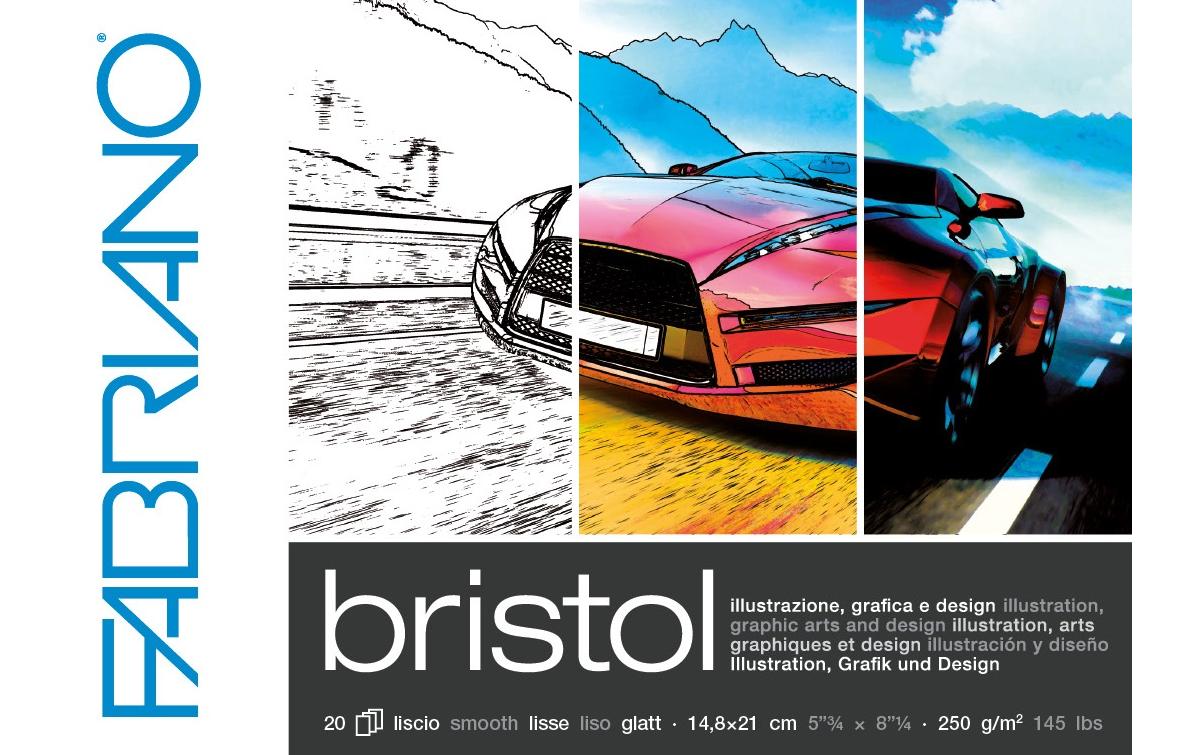 Fabriano Künstlerpapier Bristol A5 250g/m2, 20 Bl, Glatte Oberfläche