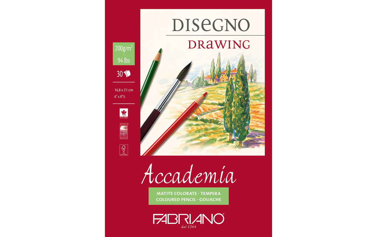 Fabriano Künstlerpapier Accademia Drawing 200g/m2, 30 Bl, natürliche Körnung, A5