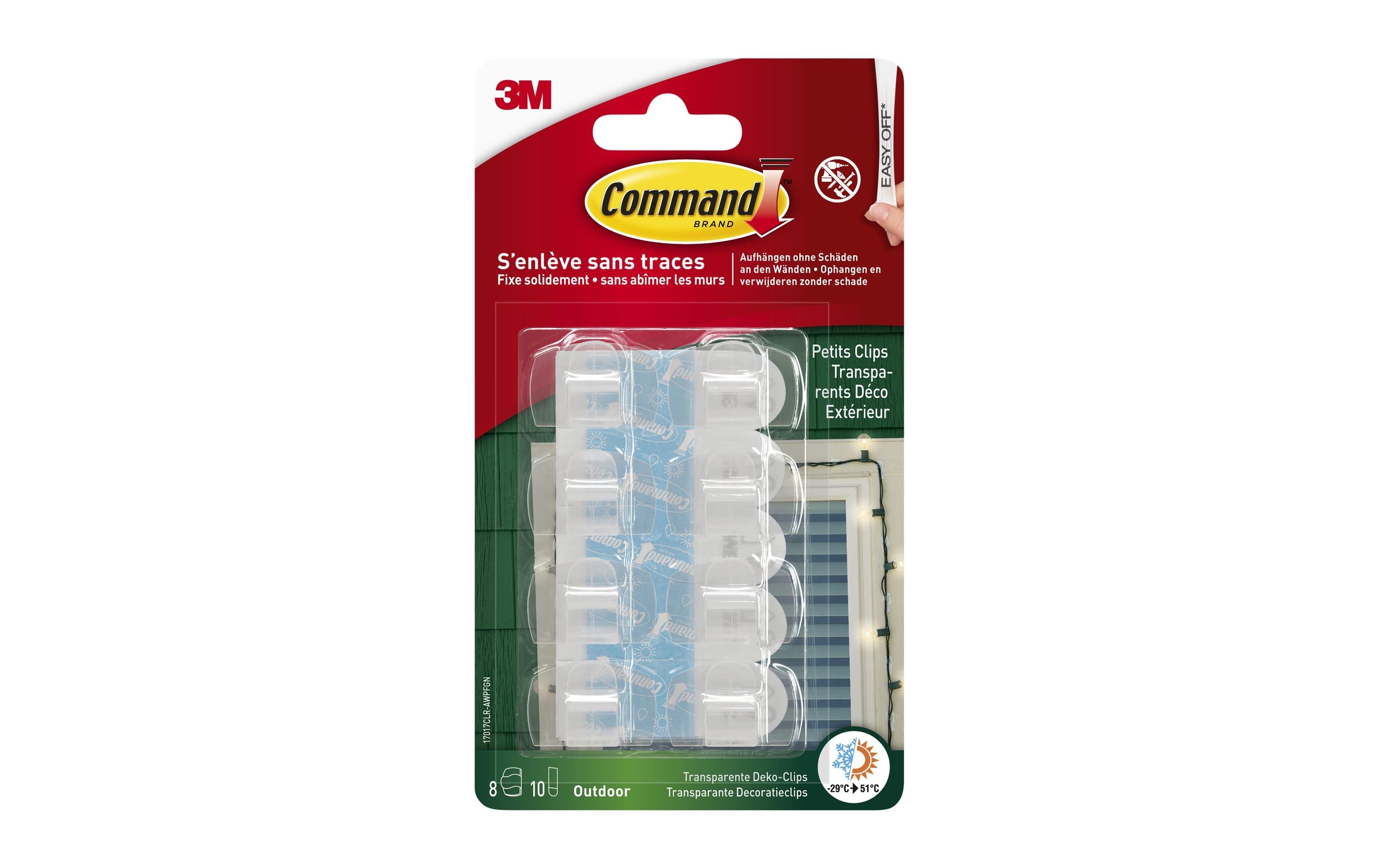 3M Command Outdoor Deko-Clips 8 Clips und 10 Strips S weiss