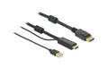 Delock HDMI - Displayport Konverterkabel 1m Schwarz, 4K/30Hz, USB-A Stromversorgung