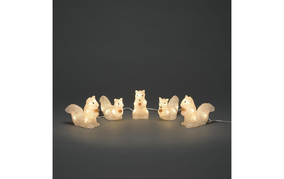 Konstsmide LED Figur Eichhörnchenl 5er Set Outdoor, BxHxT: 15x12x6cm, Kabel 5m weiss