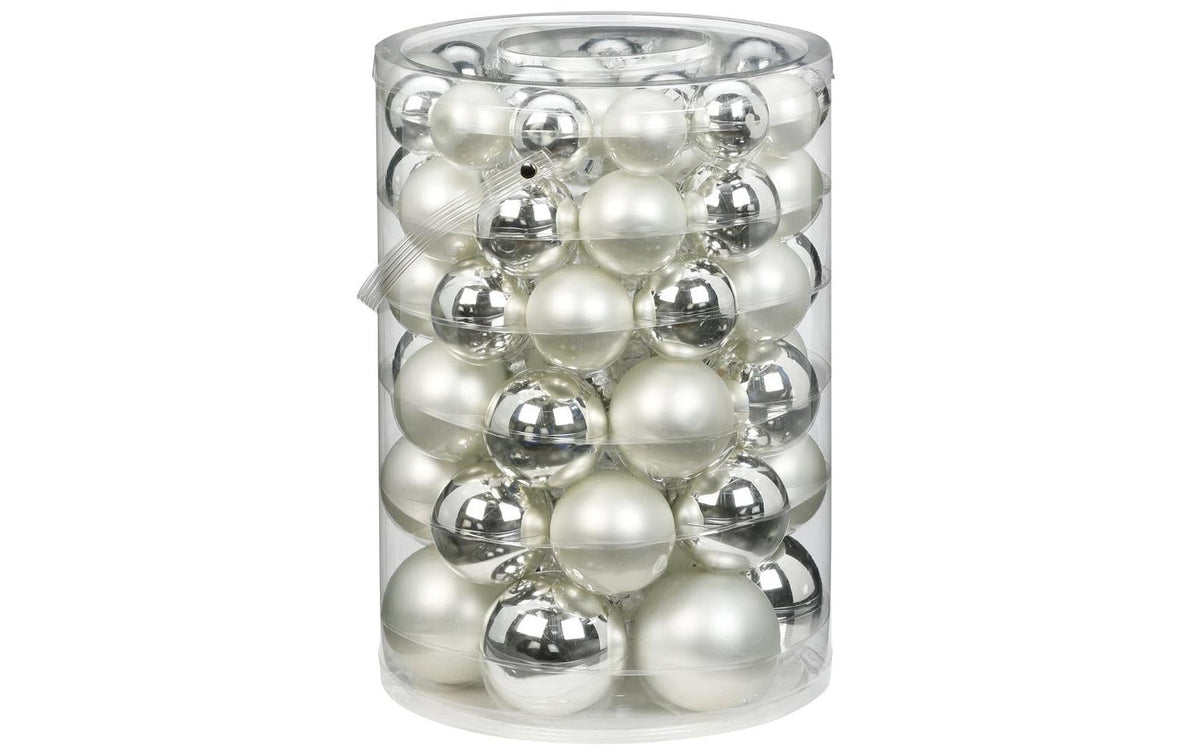 Inge Weihnachtskugel Frosty Silver, 60Stk Silber,Glas, D: 4 + 5,+ 6 + 7 cm