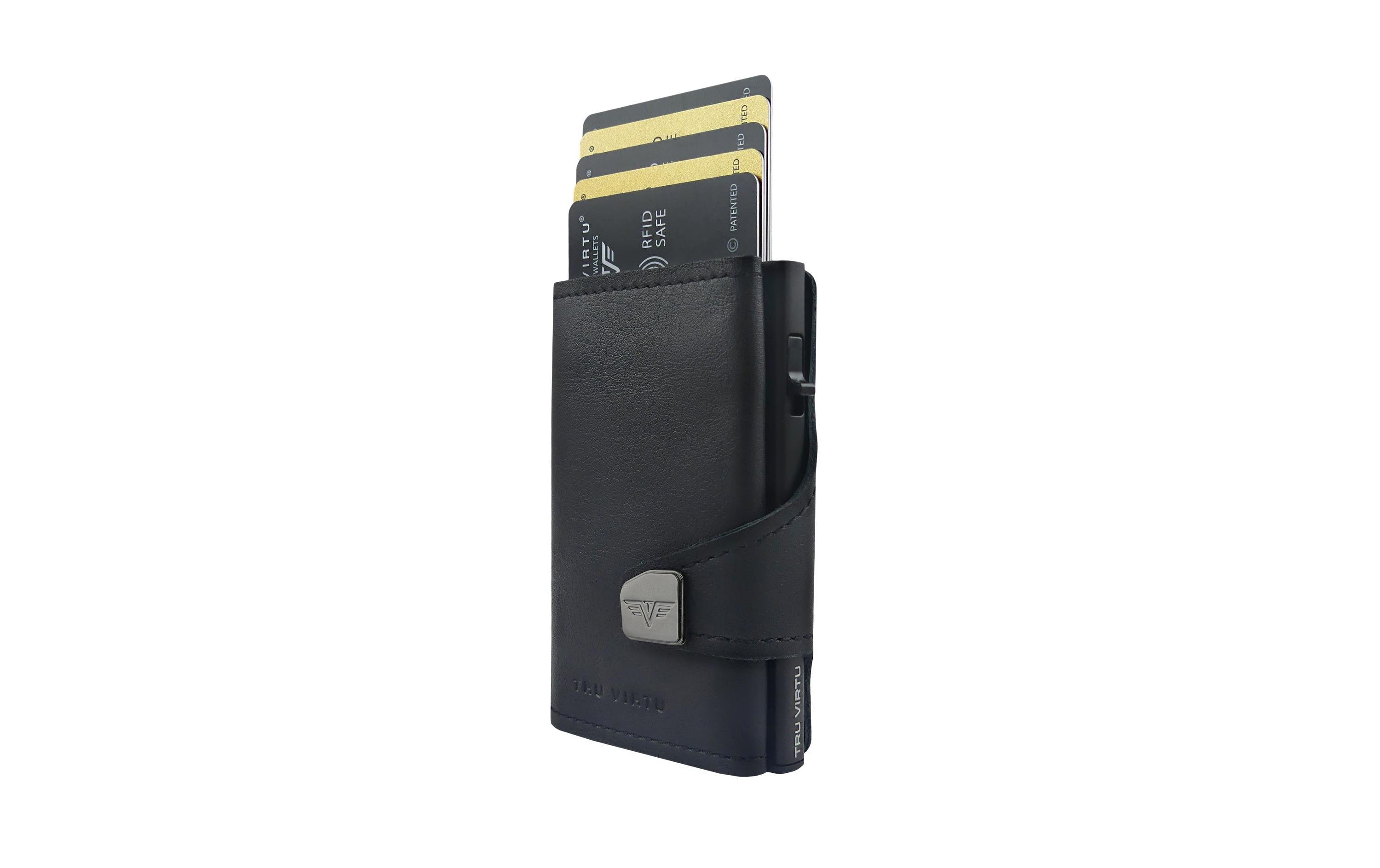 Tru Virtu Click & Slide Wallet Coin Nappa black