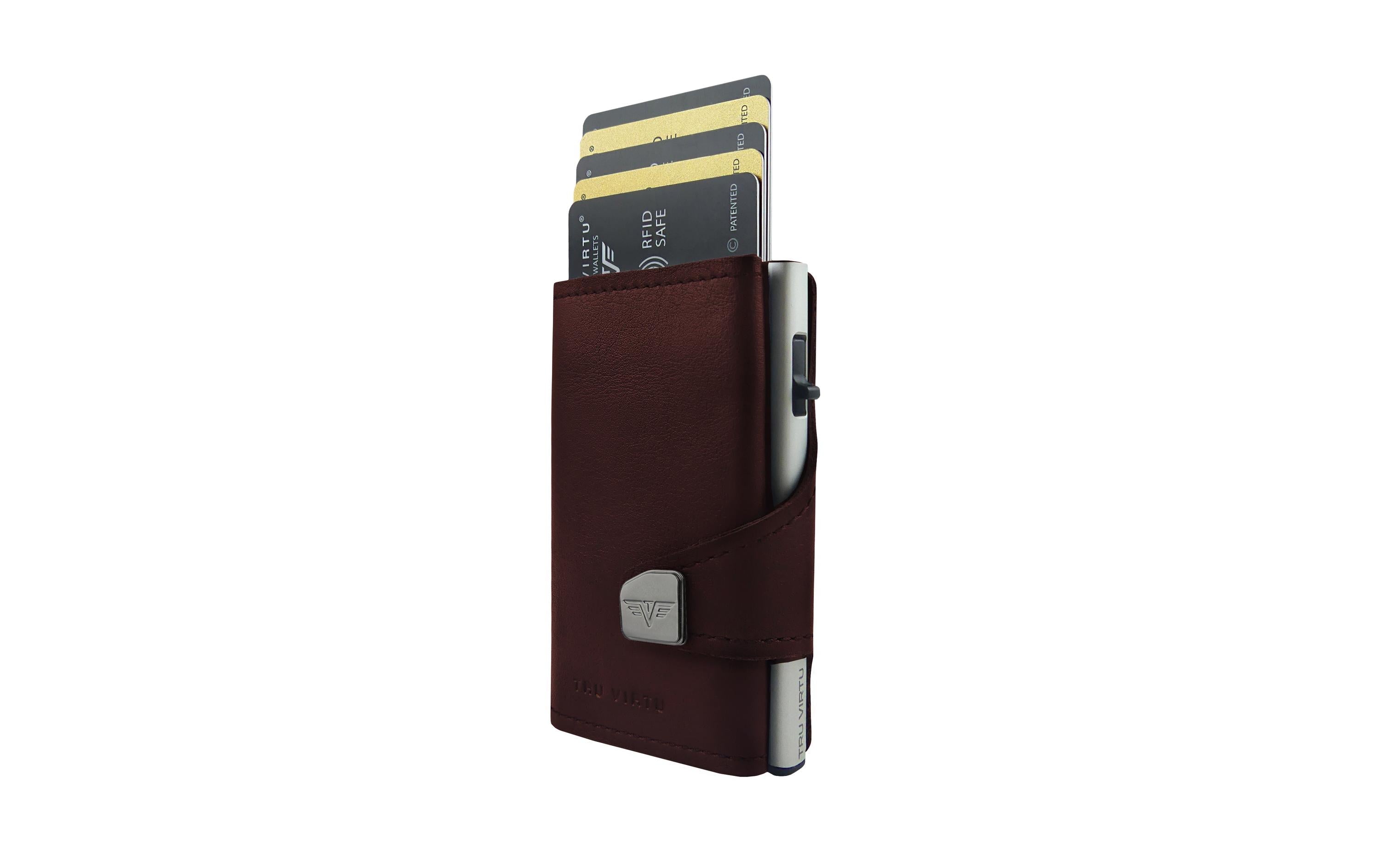 Tru Virtu Click & Slide Wallet Coin Nappa brown