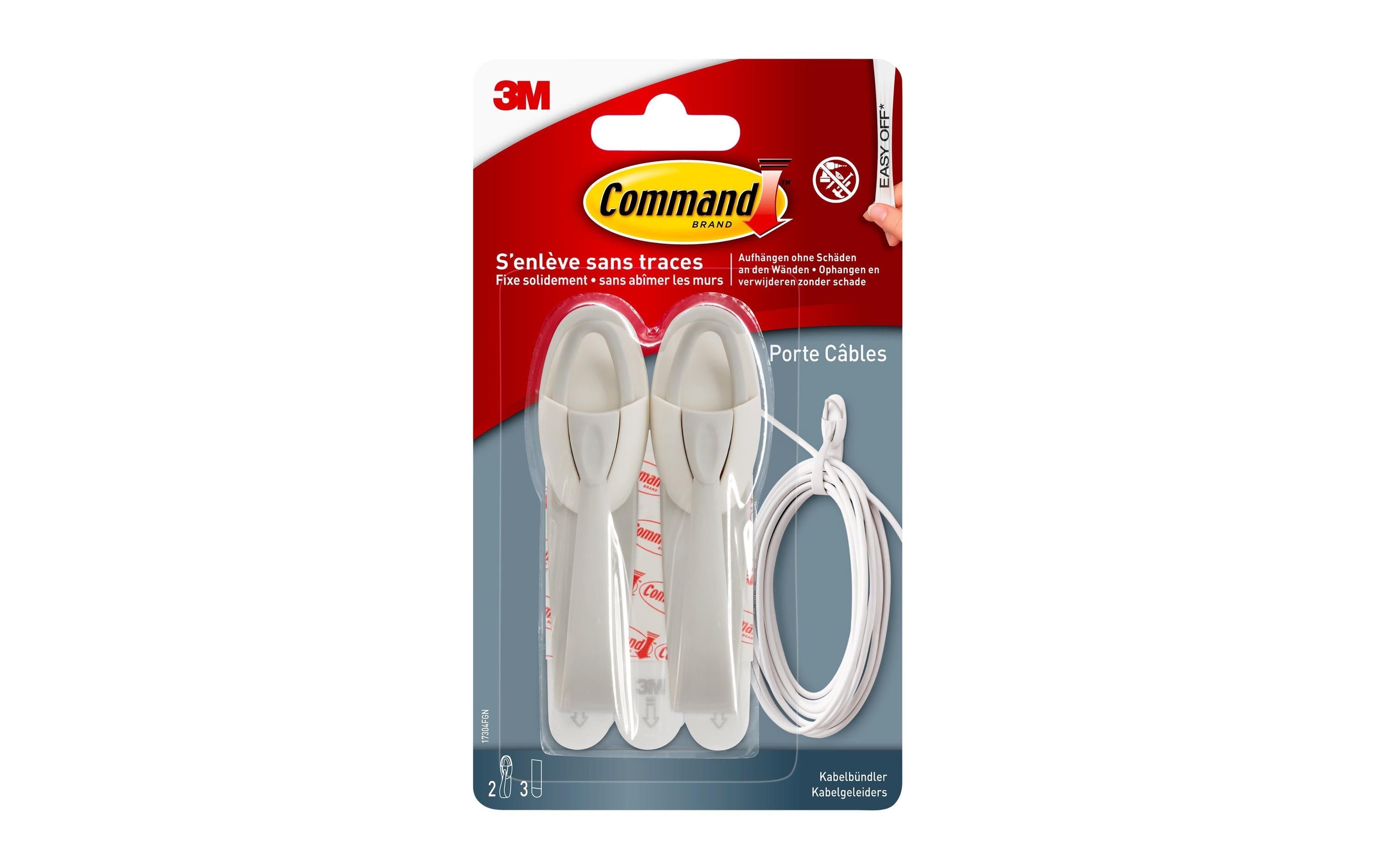 3M Command Kabelhänger 2 Clip und 2 Streifen M, Traglast: 1kg