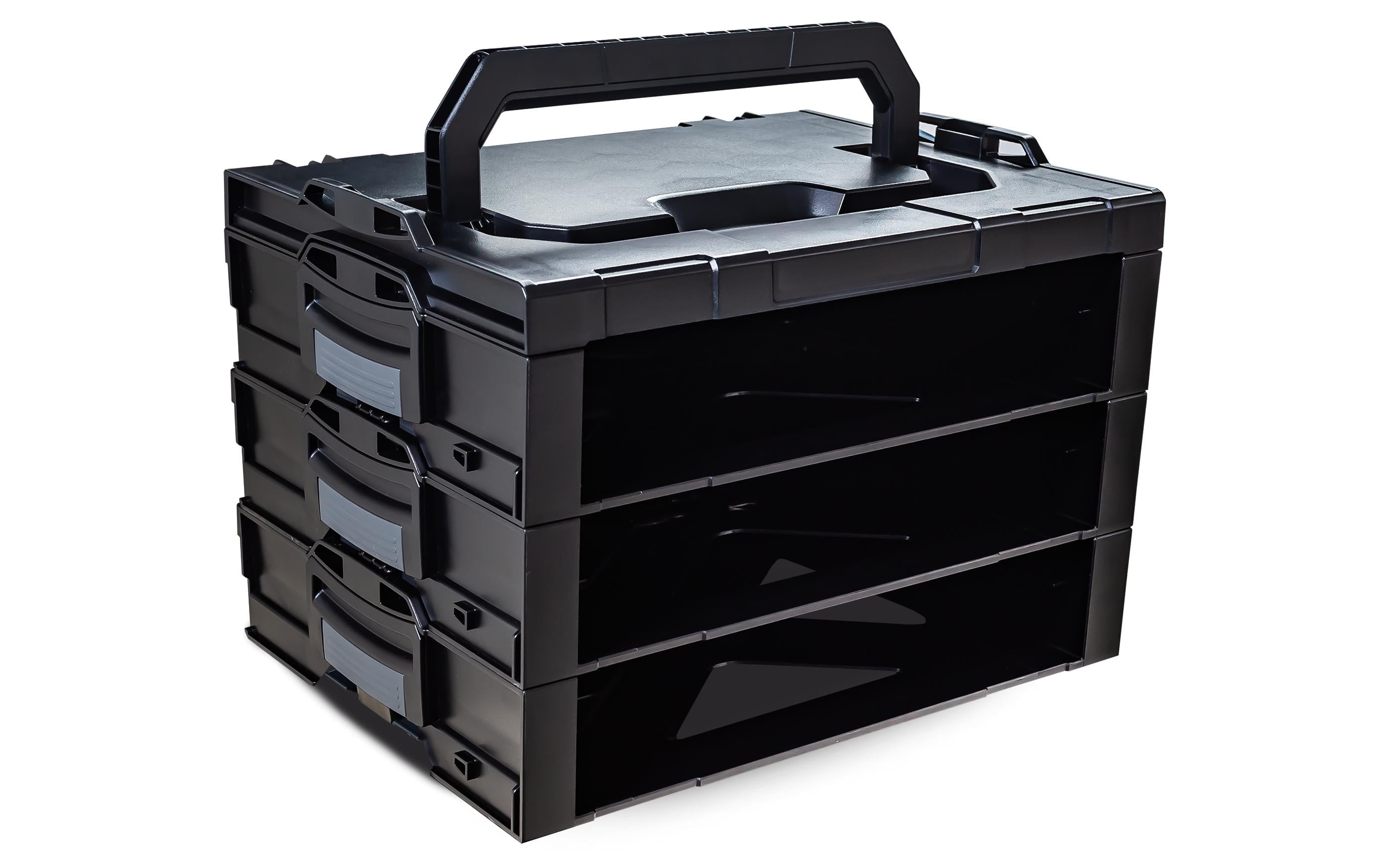i-BOXX Rack 3er Block schwarz schwarz mit anthrazitgrauen Schnappern