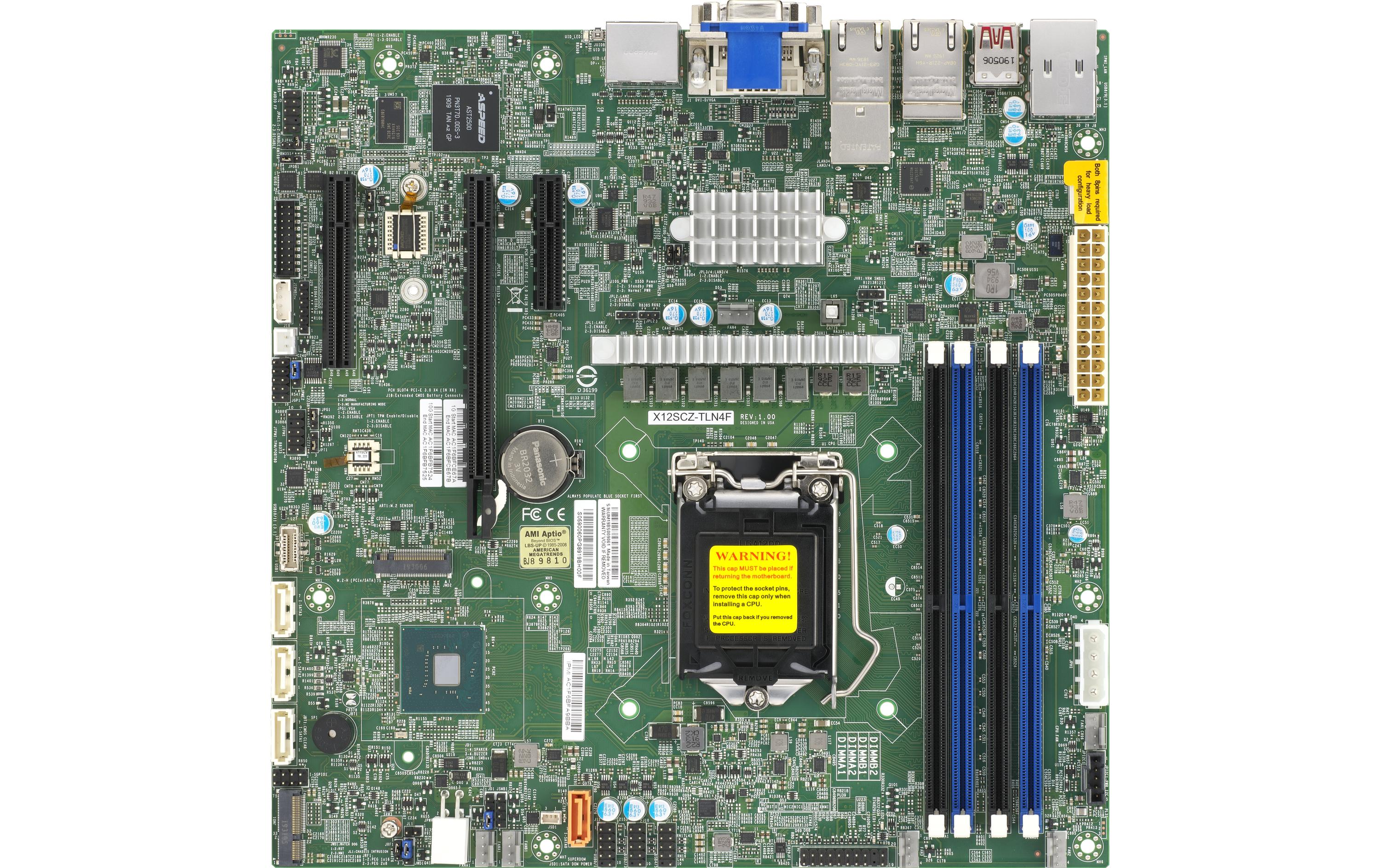 Supermicro X12SCZ-TLN4F: LGA1200 Intel W480, 4xDDR4, PCIe