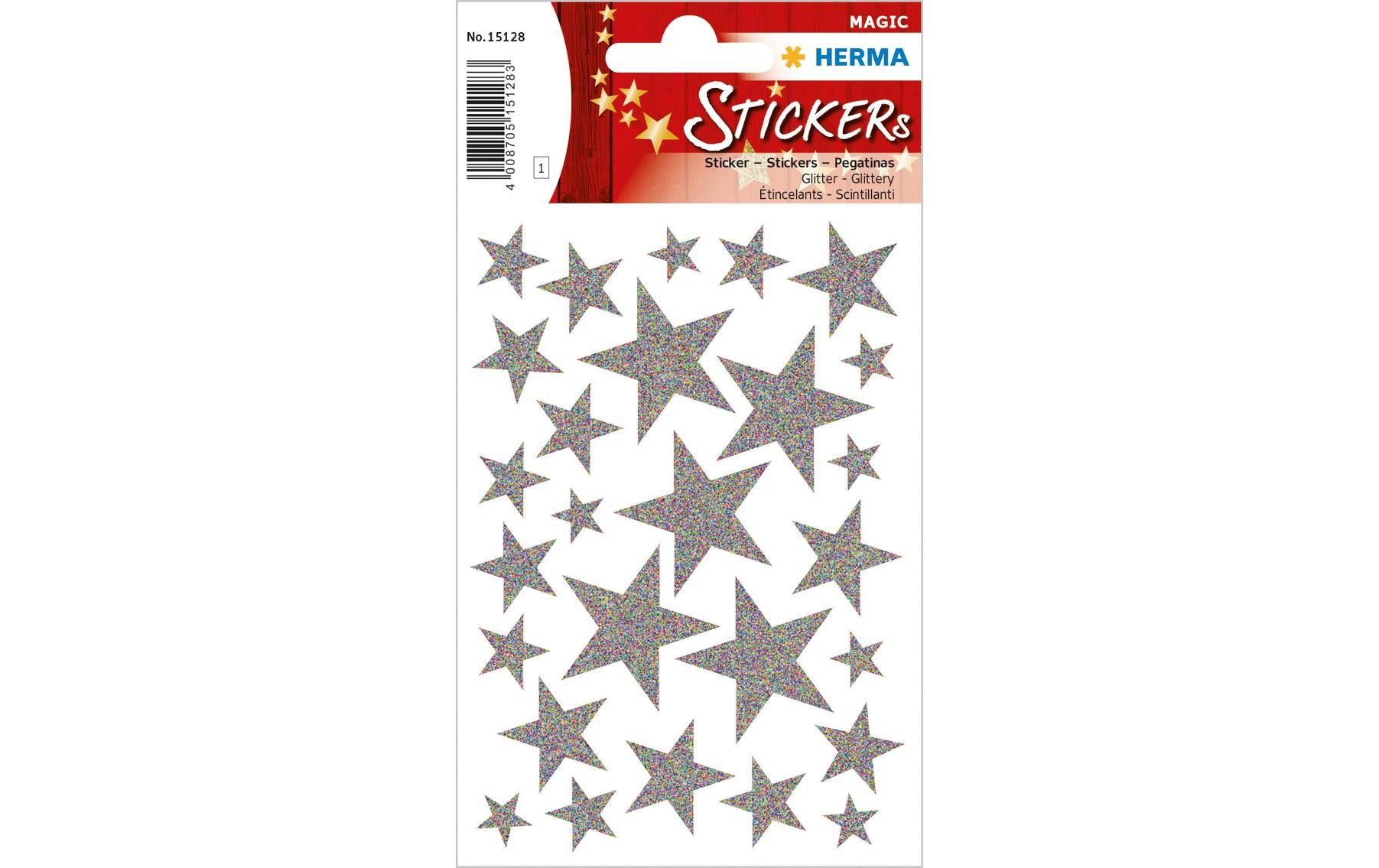 Herma Weihnachtssticker Sterne silber 1 Blatt, 27 Sticker