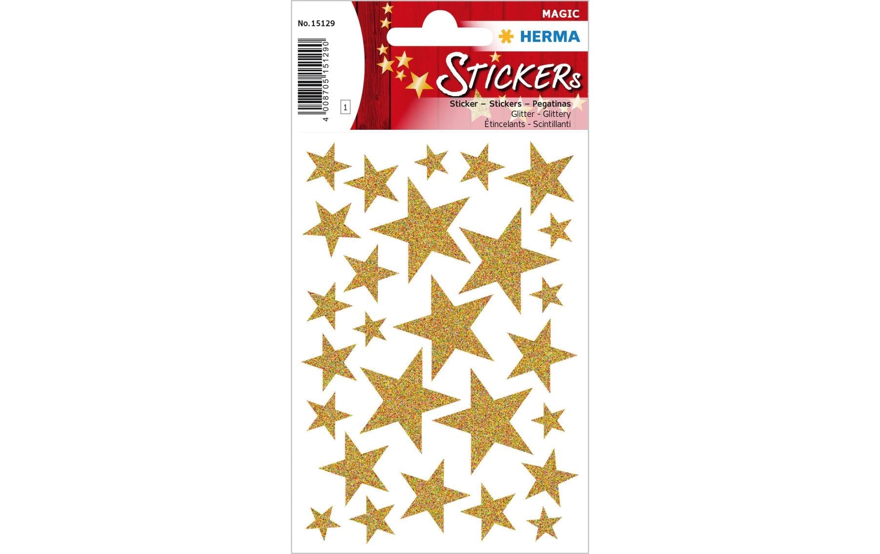 Herma Weihnachtssticker Sterne gold 1 Blatt, 27 Sticker