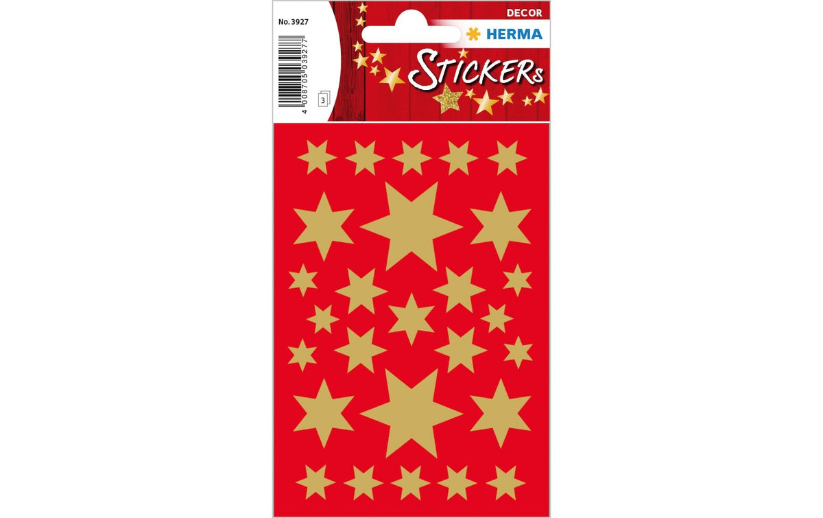 Herma Weihnachtssticker Sterne gold 3 Blatt, 81 Sticker