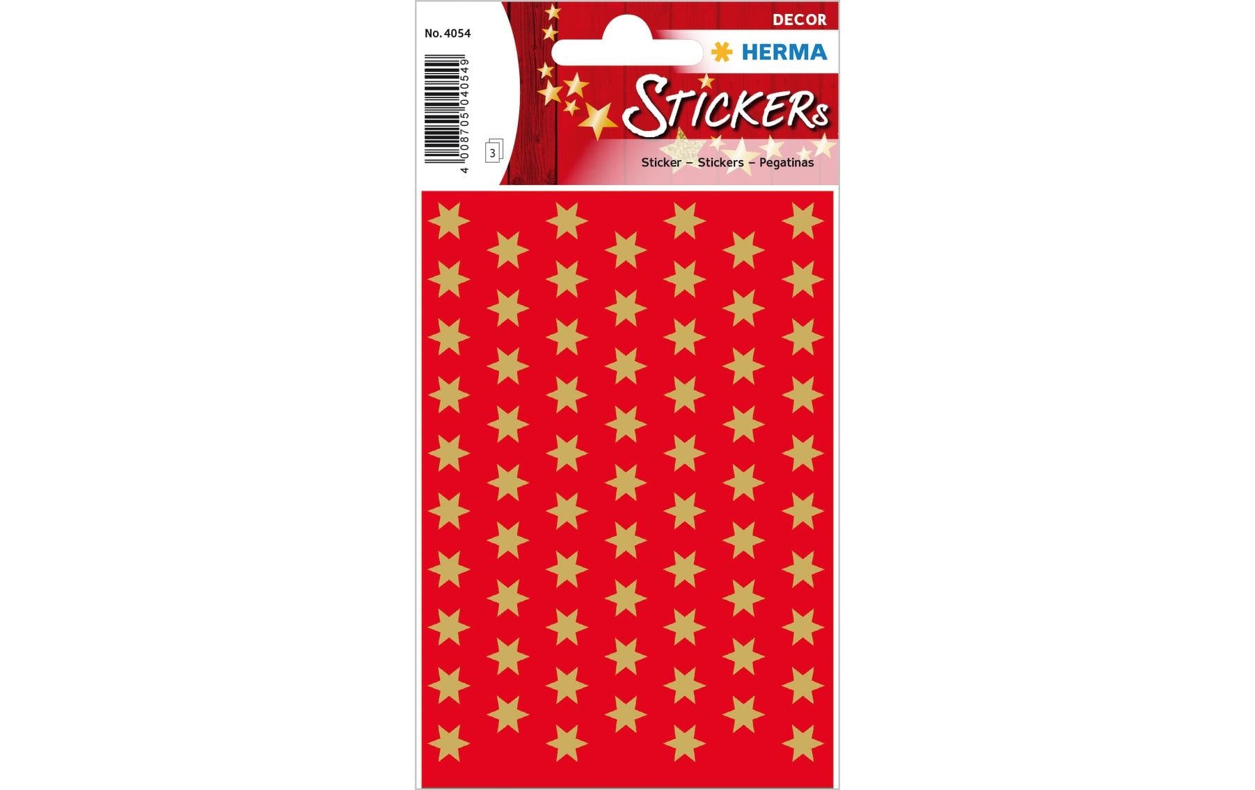Herma Weihnachtssticker Sterne gold 8 mm 3 Blatt, 201 Sticker