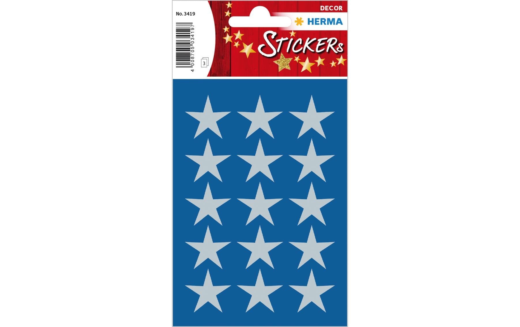 Herma Weihnachtssticker Sterne silber 22 mm 3 Blatt, 45 Sticker