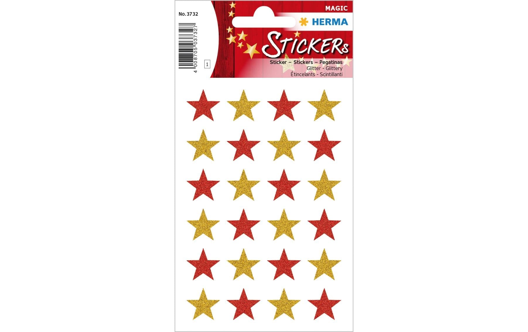 Herma Weihnachtssticker Sterne 1 Blatt, 24 Sticker, mit Glitter