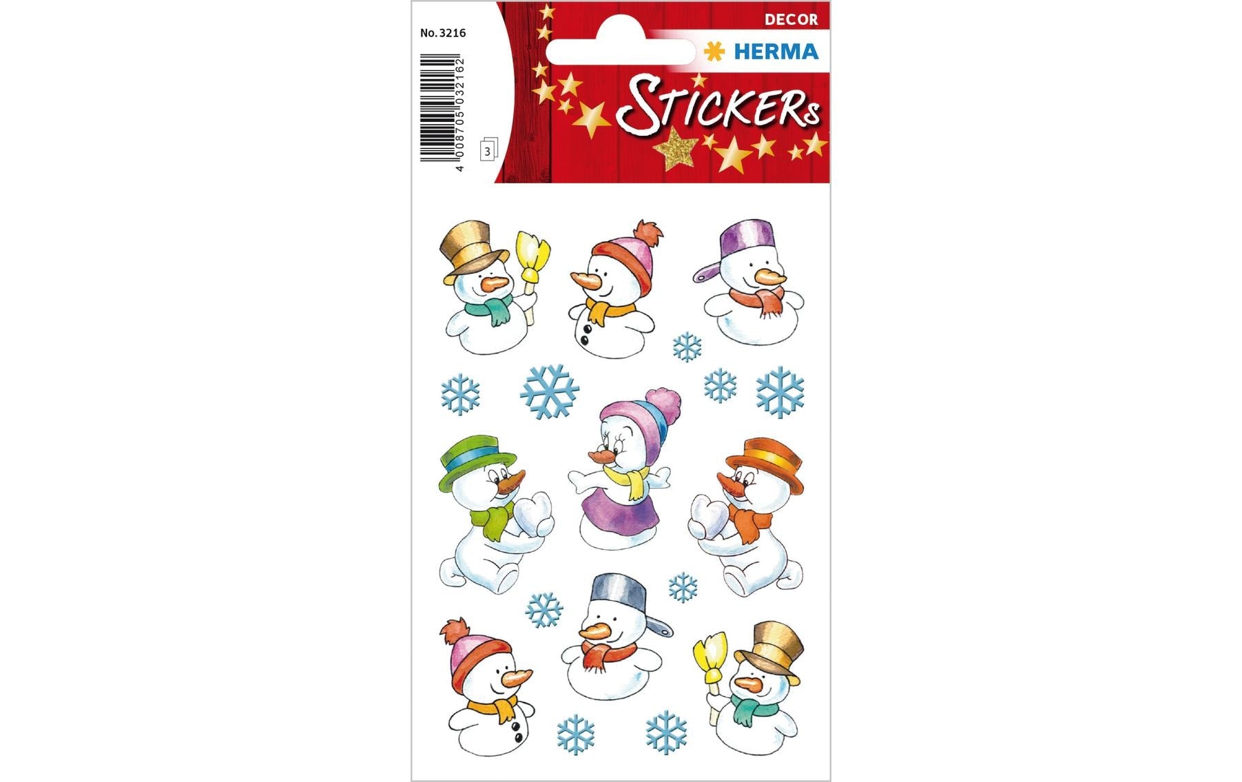 Herma Weihnachtssticker Schneemänner 3 Blatt, 27 Sticker