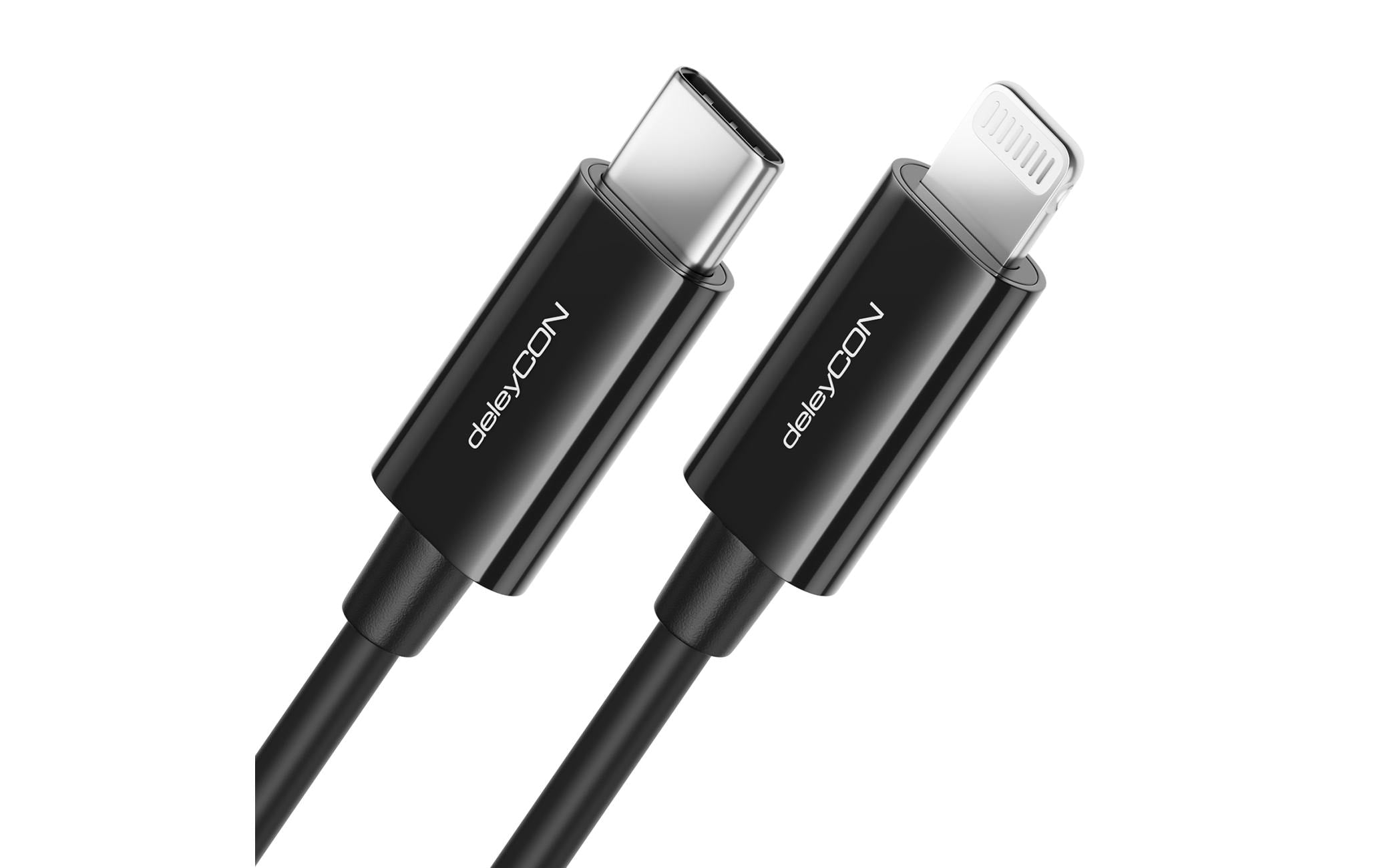 DeleyCON Lightning-USB-C Kabel 2m, schwarz Apple MFI zertifiziert und lizenziert