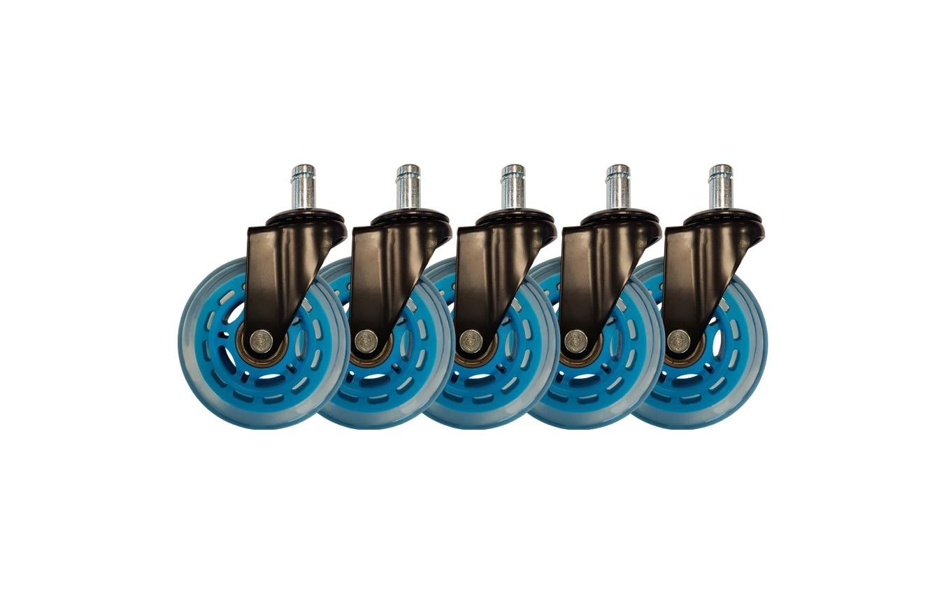 LC-POWER Gaming Stuhlrollen 5er Set. hellblau