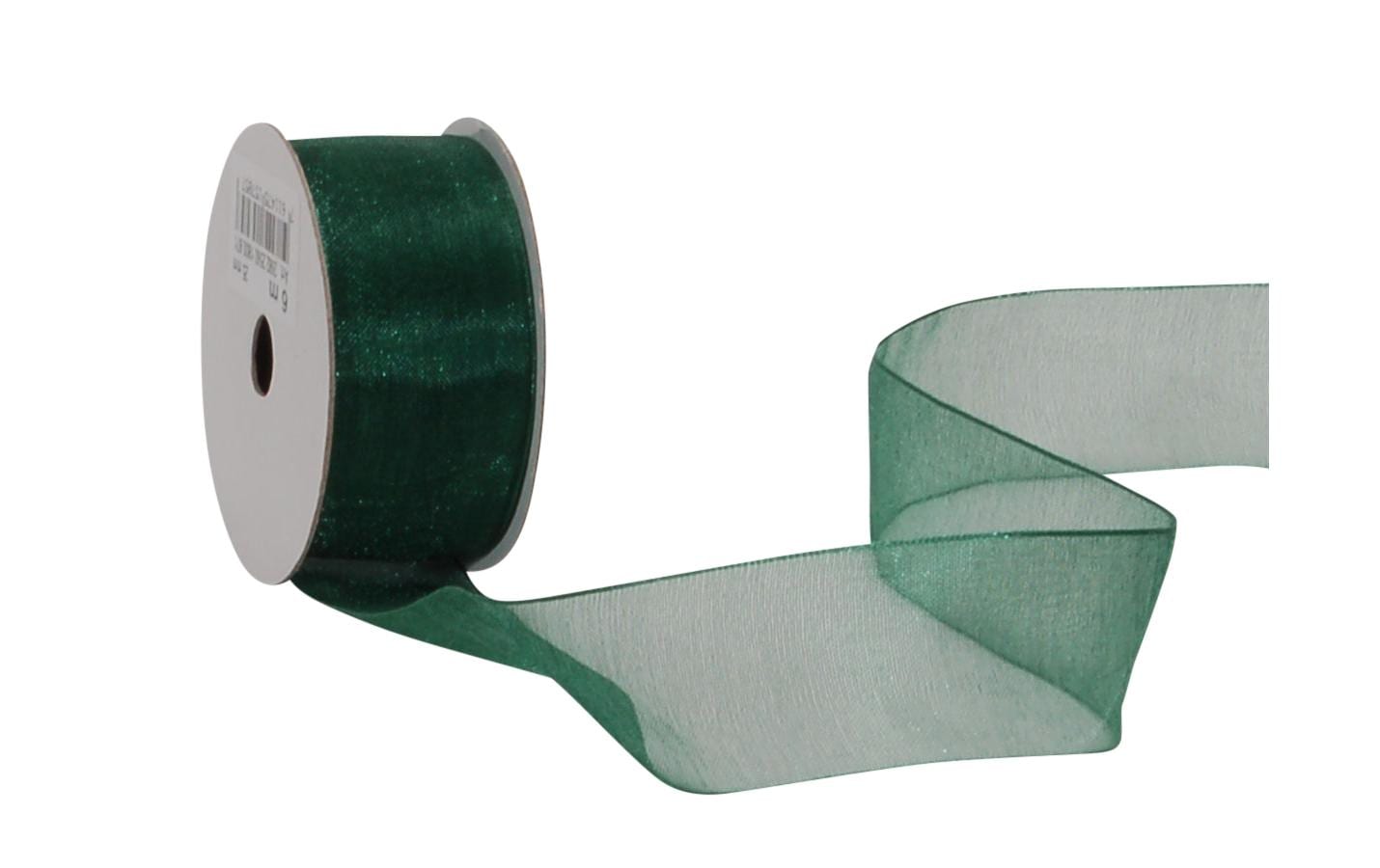 Spyk Geschenkband Organsa dunkelgrün, B: 25 mm, Länge: 6m