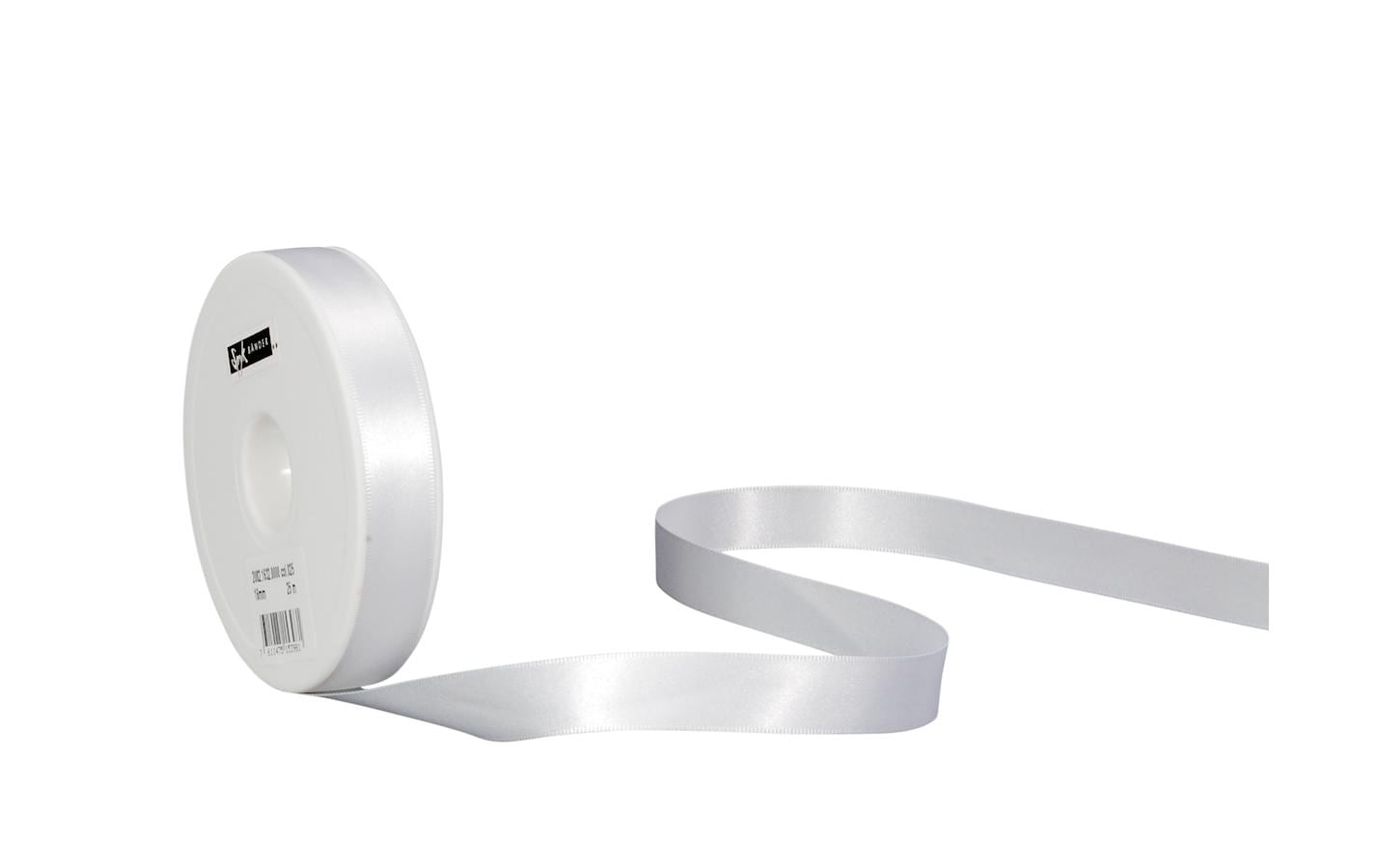 Spyk Geschenkband Satin weiss, Breite: 16 mm, Länge: 25 m