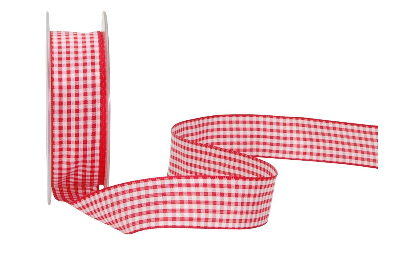 Spyk Geschenkband Vichy rot, B: 25 mm x 20 m