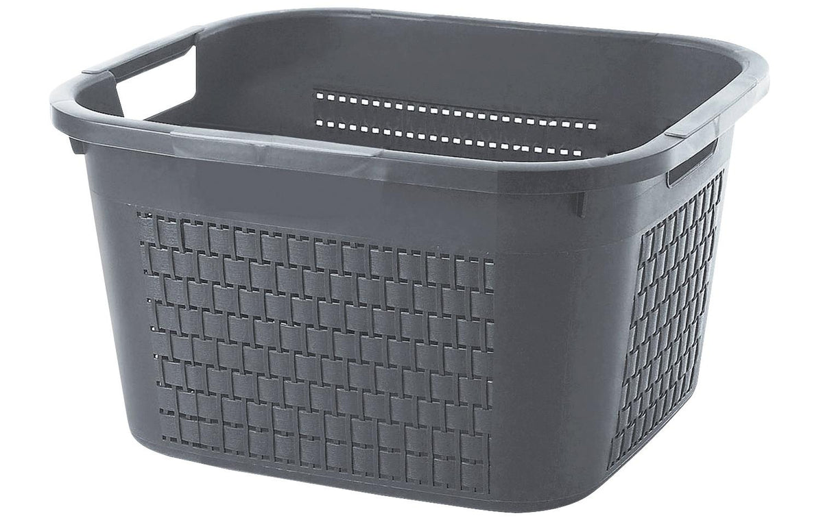 Rotho Wäschekorb Country 22 Liter schwarz, 435x335x225 mm