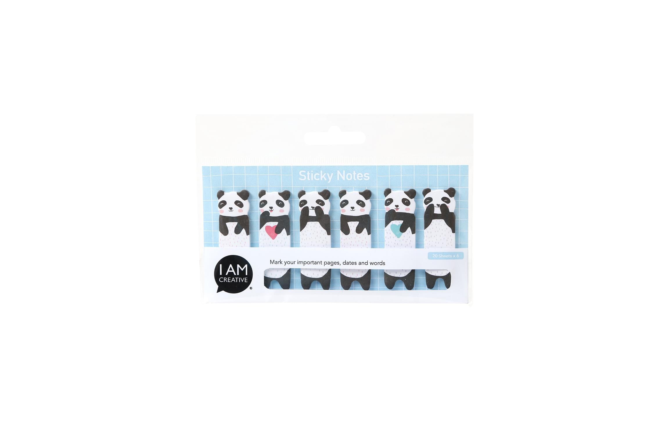 I am Creative Sticky Notes Panda 6 x 20 Stück