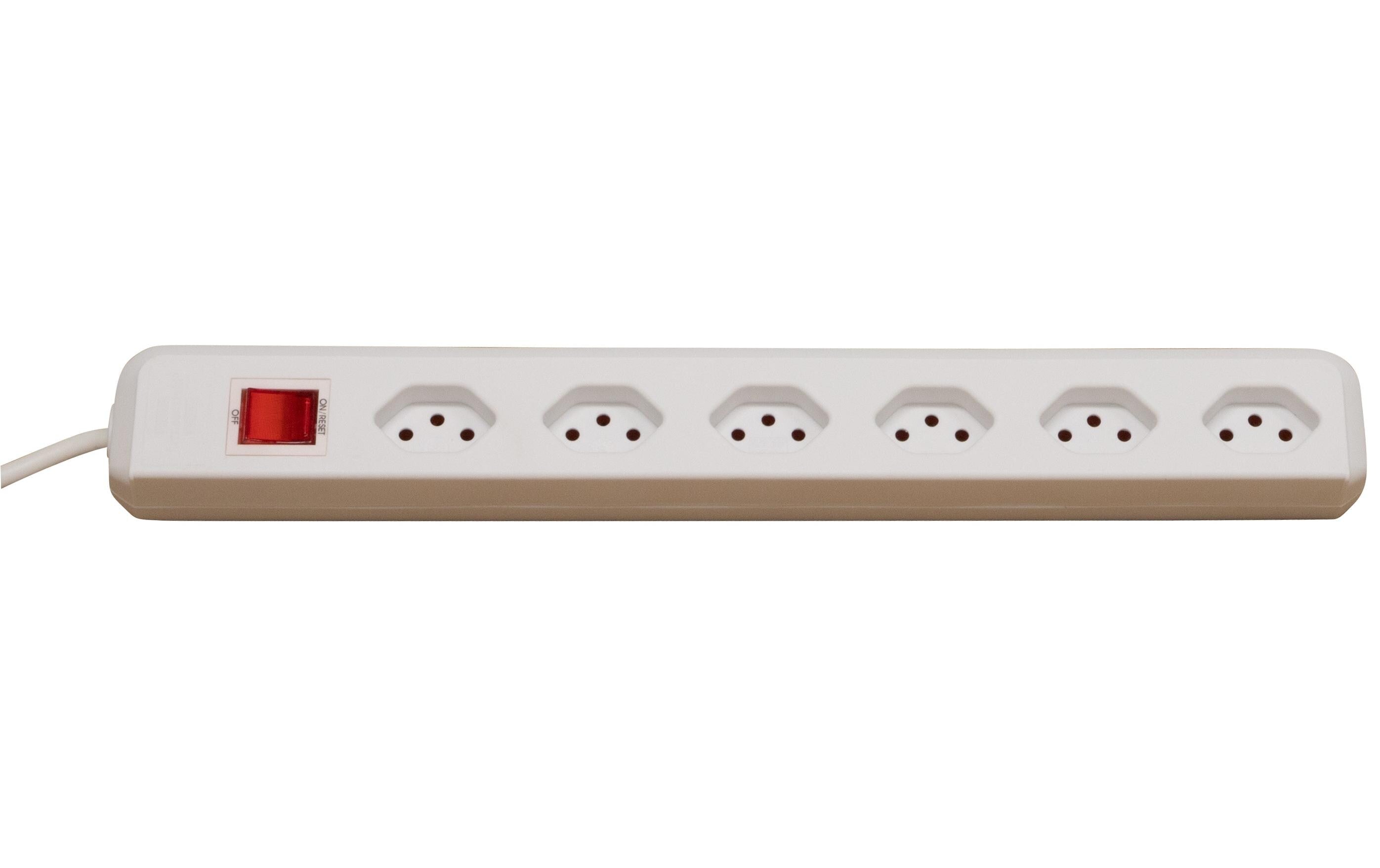 Brennenstuhl Swiss-Line Steckdosenleiste 6xT13 quer, mit Schalter, gr, 2m Kabel