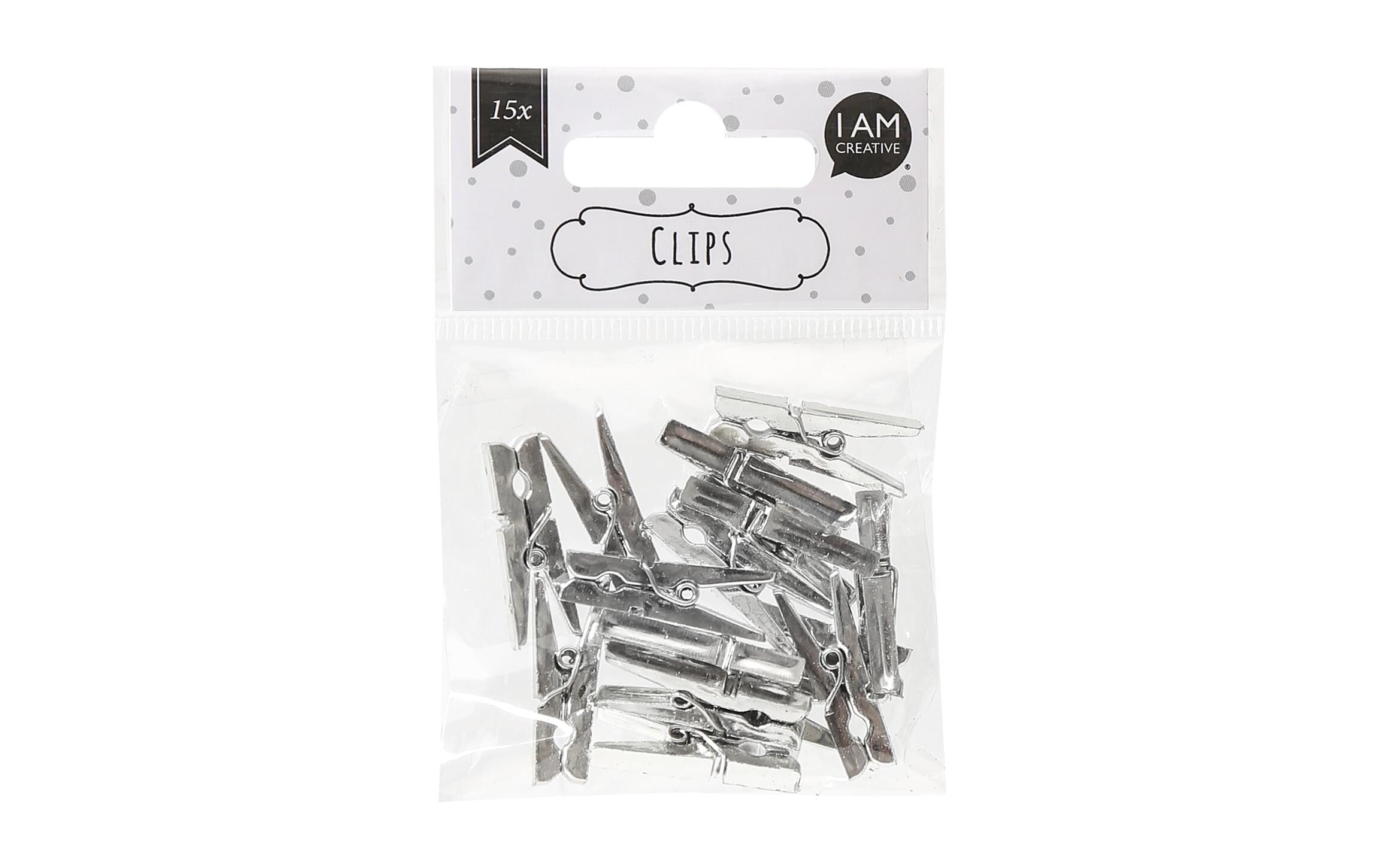 I am Creative Klammern / Clips silber 15 Stück, 4 x 30 mm