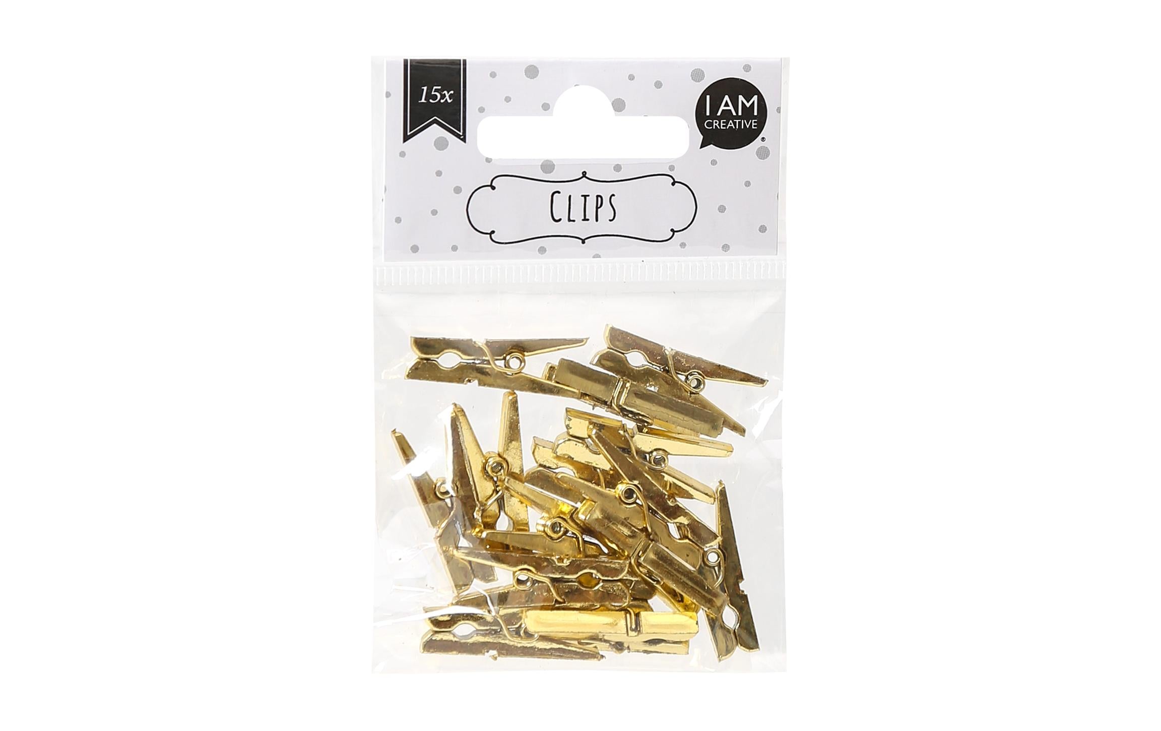 I am Creative Klammern / Clips gold 15 Stück, 4 x 30 mm