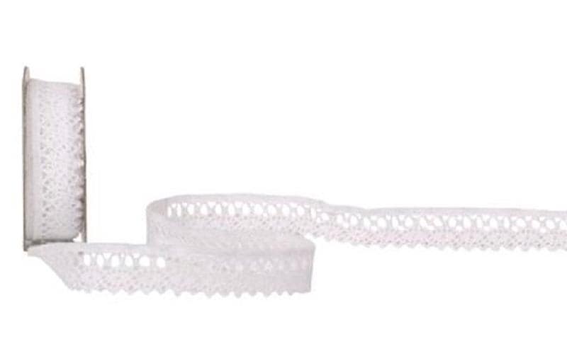 Spyk Geschenkband Cubino Spitzen weiss, 14 mm x 2 m