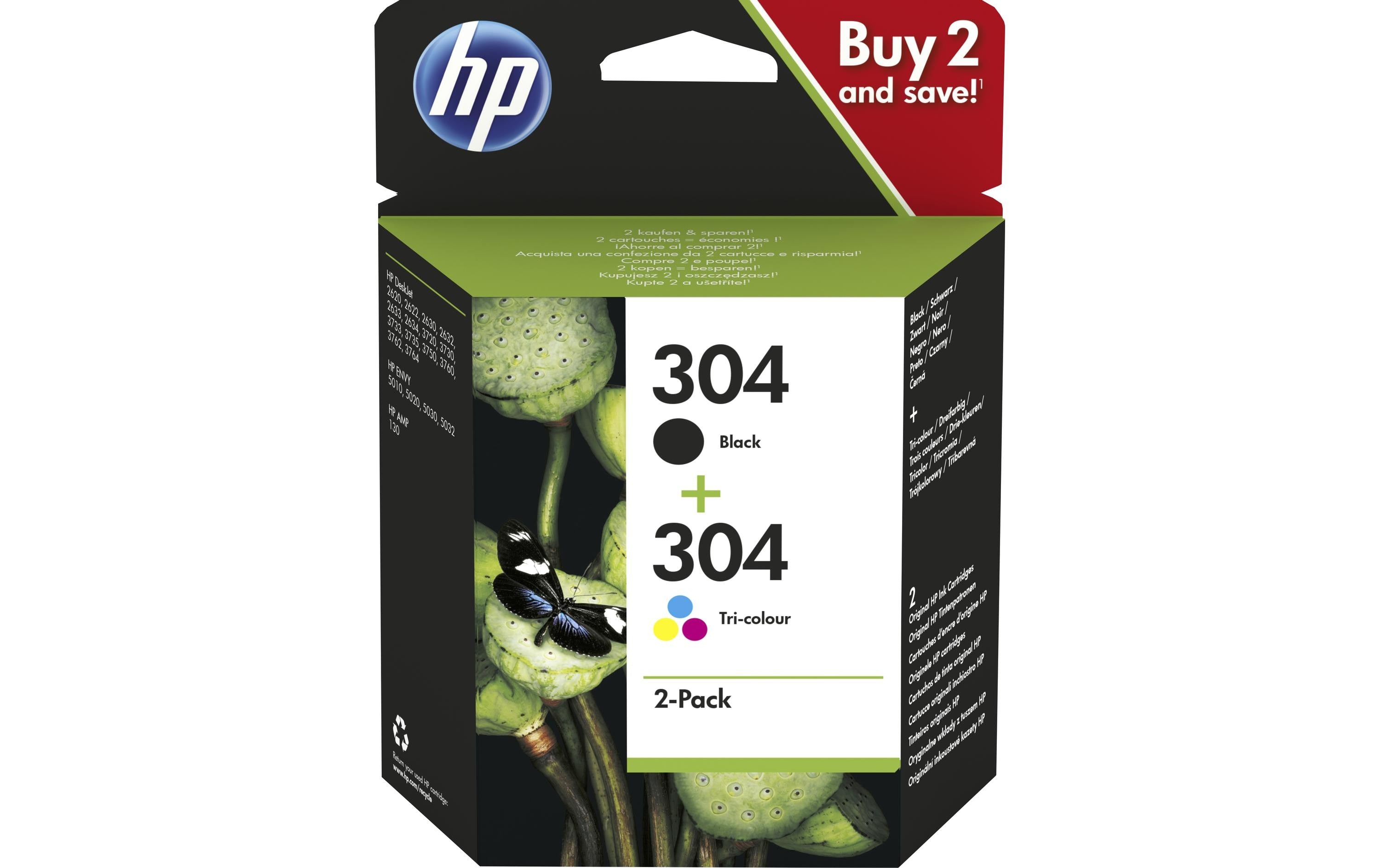 HP Combopack Nr.304 - Black + CMY (3JB05AE) 4ml / 2ml,  Kapazität ~ 120 / 100 Seiten
